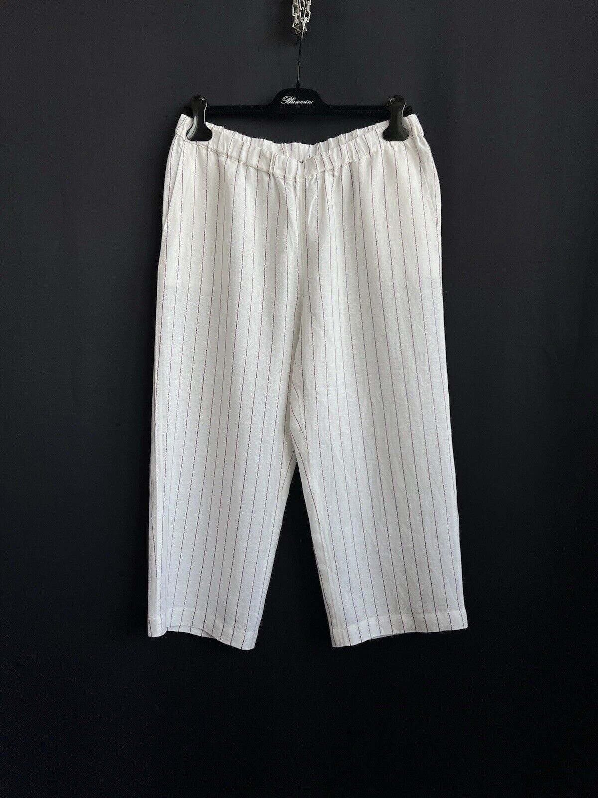 Other Persona by Marina Rinaldi Linen Blend Pants White US 10 Size 32" / US 10 / IT 46 - 1 Thumbnail
