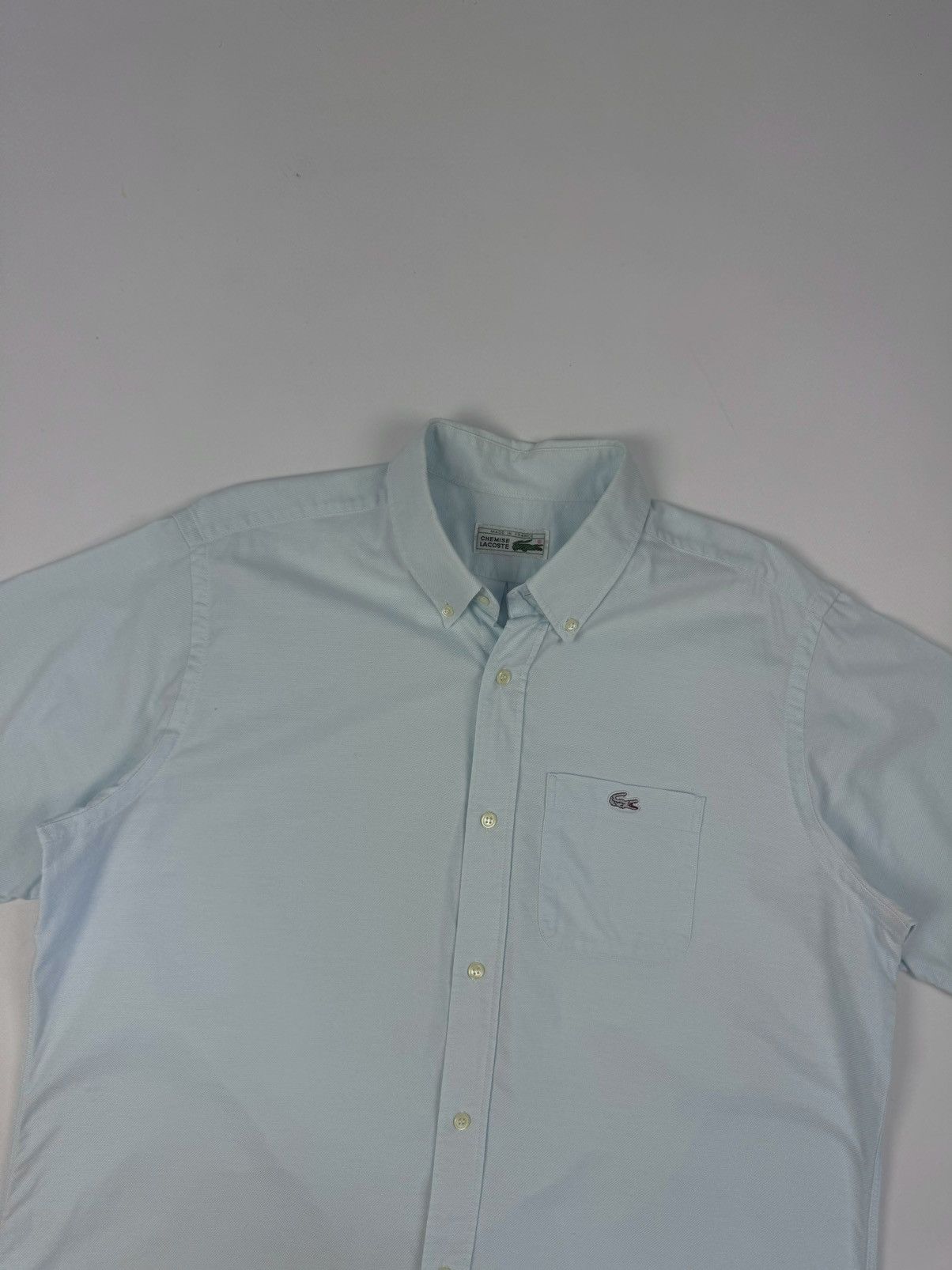 Lacoste × Vintage LACOSTE Vintage Chemise Blue White Logo Crocodile Shirt Size US XL / EU 56 / 4 - 4 Thumbnail