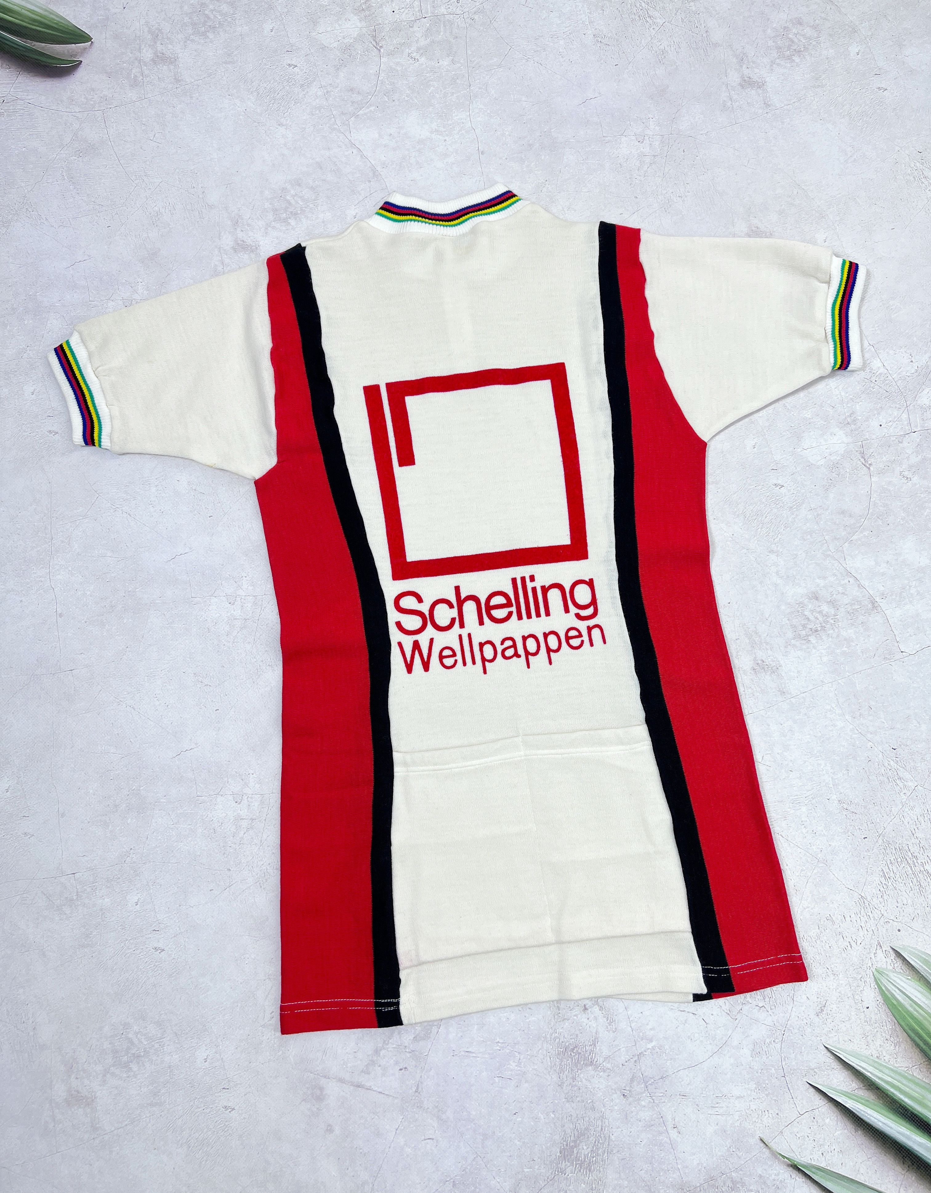Sports Specialties × Vintage 70s Schelling Wellpappen Cycling Jersey by Cryloa Size US S / EU 44-46 / 1 - 1 Thumbnail