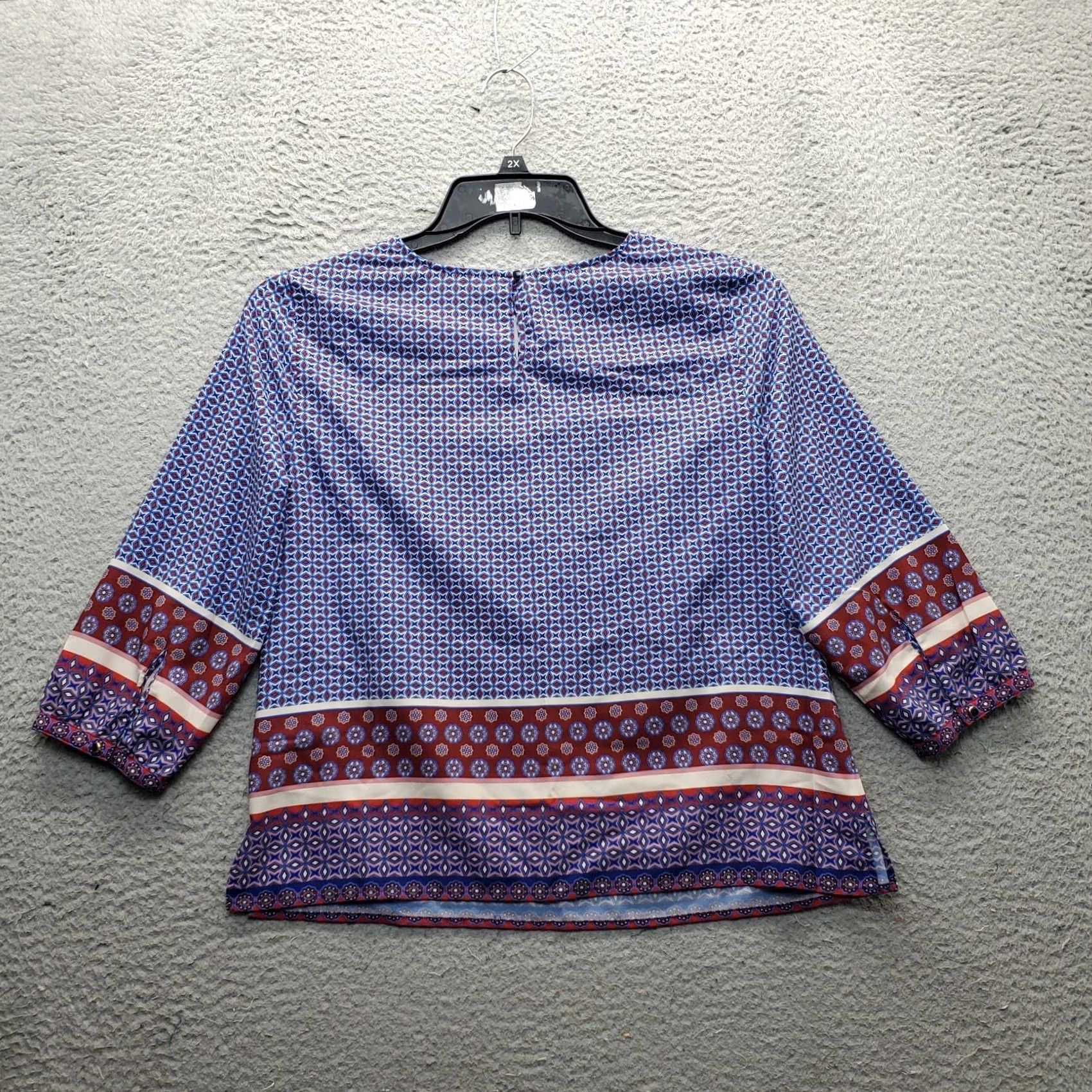 Talbots Talbots Blouse Womens Petite S Multicolor Geometric Side Slit Crew Neck Pullover Size S / US 4 / IT 40 - 2 Thumbnail