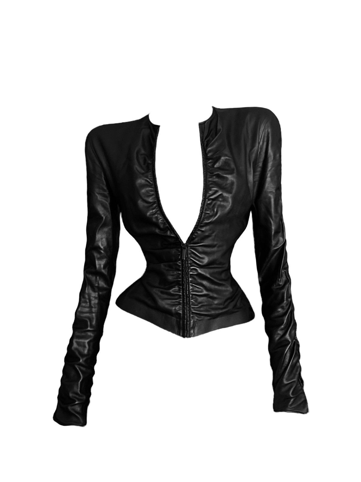 Gucci Gucci by Tom Ford F/W 1999 Runway Leather Black Jacket Size S / US 4 / IT 40 - 1 Thumbnail