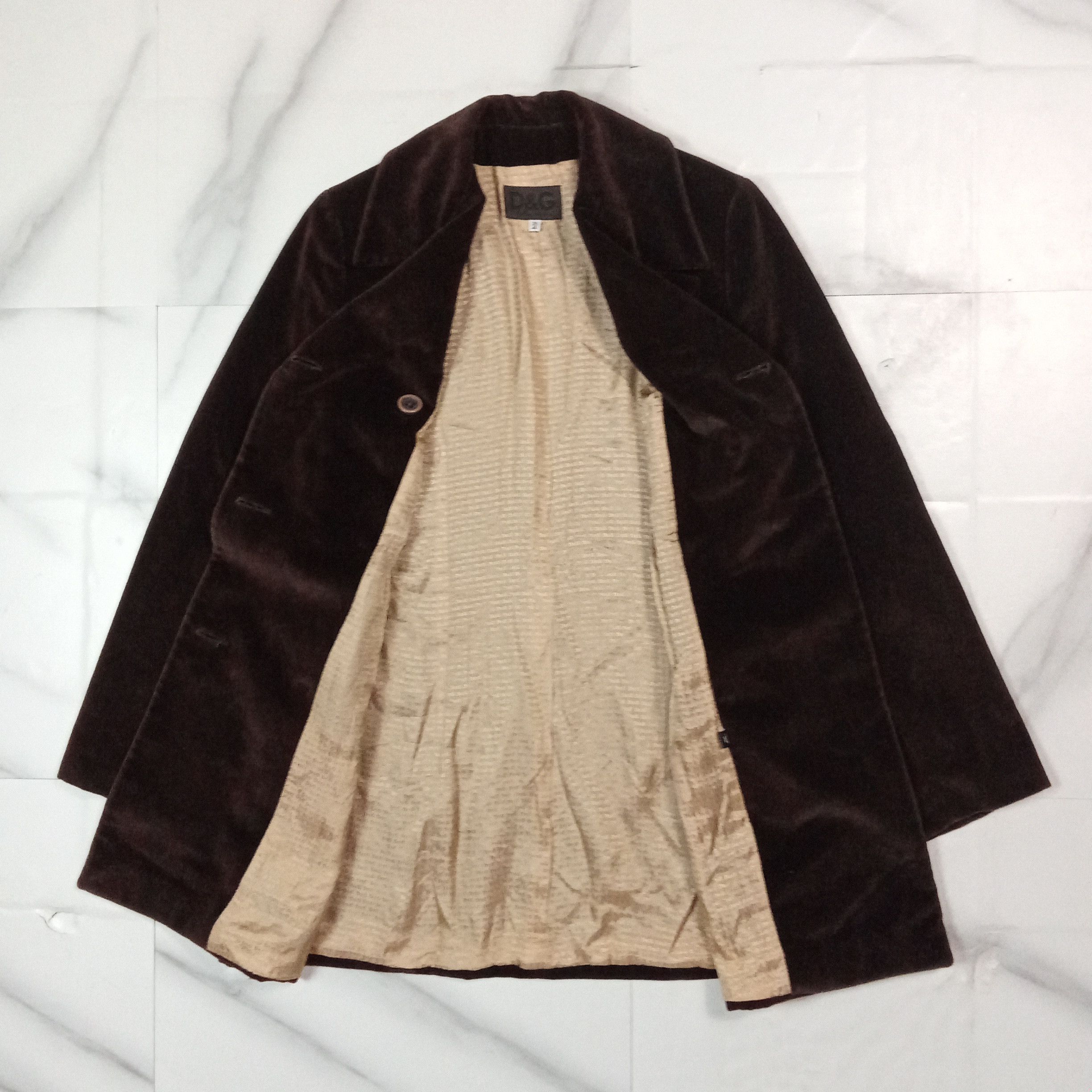Dolce & Gabbana Archive - D&G Velvet Chocolate Long Coat Size M / US 6-8 / IT 42-44 - 6 Thumbnail