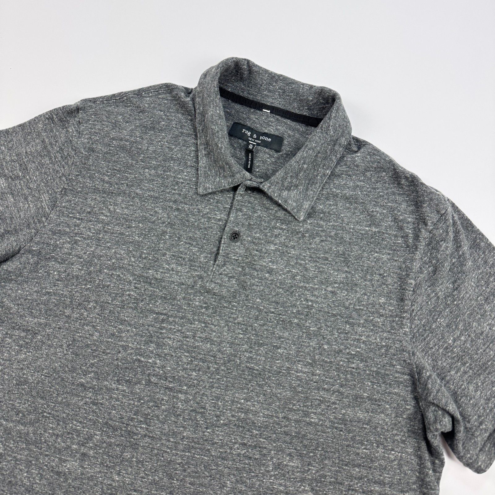 Rag & Bone Rag & Bone Gray Heathered Cotton Polo Shirt XL Size US XL / EU 56 / 4 - 2 Thumbnail