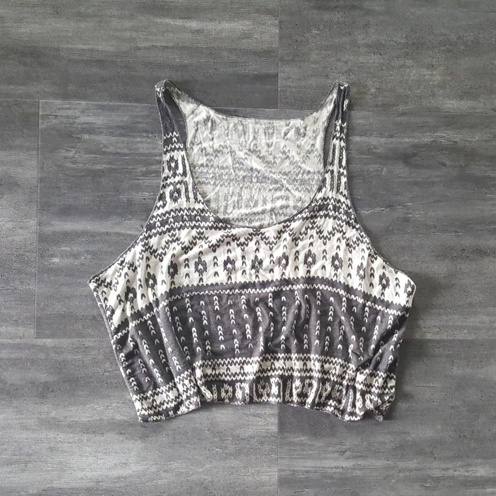 Designer White Grey Print Melville Cropped Tank Size ONE SIZE - 1 Thumbnail