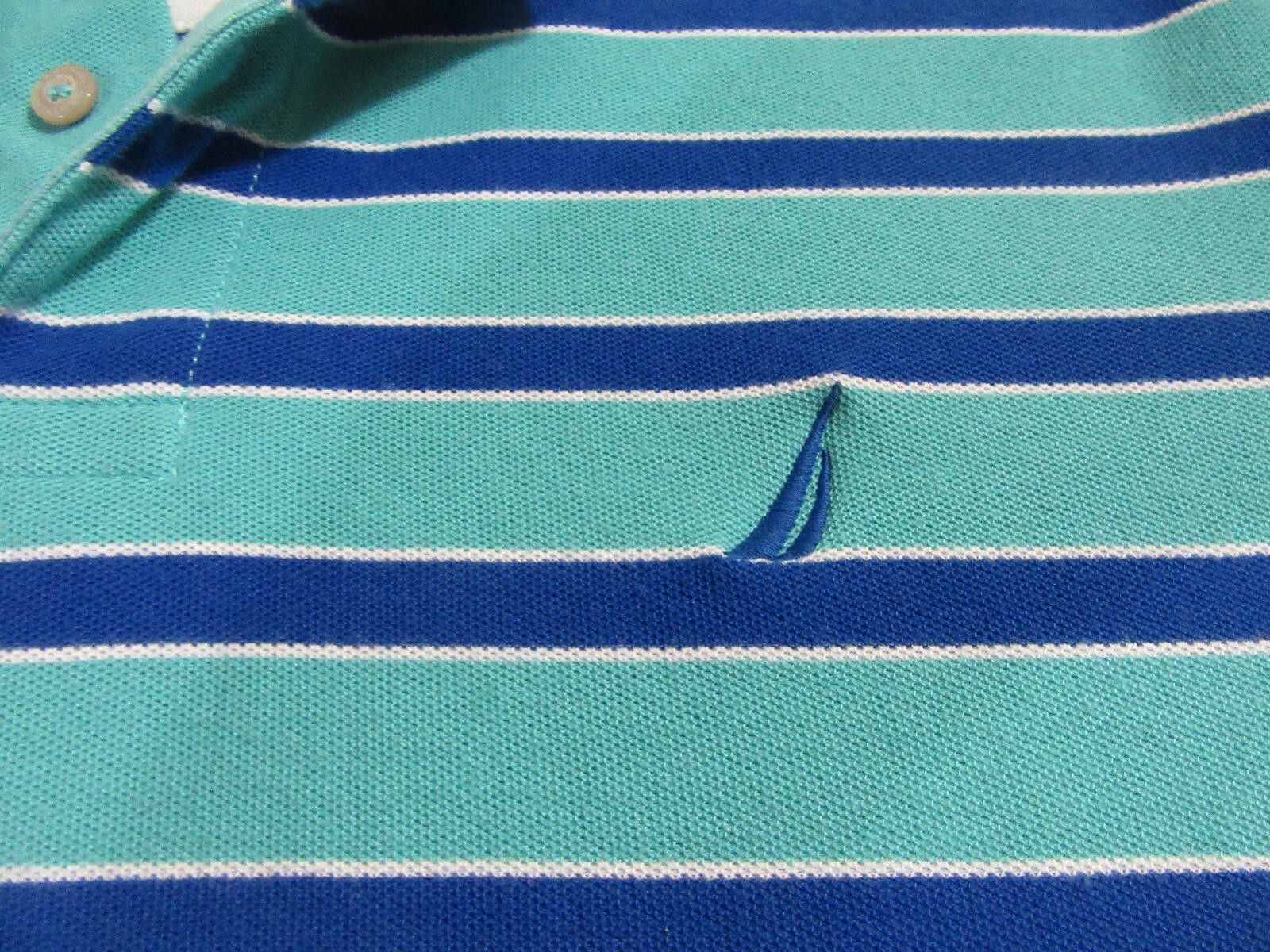 Nautica Nautica Men's Polo Shirt Green and Blue Striped EUC Size L Size US L / EU 52-54 / 3 - 2 Thumbnail
