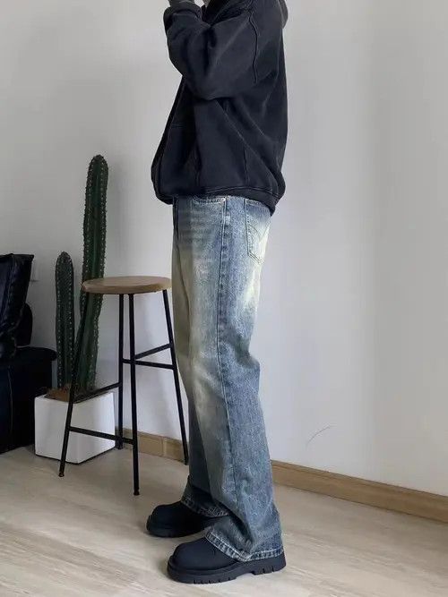 VIBE Vintage street washed and faded casual micro flare jeans Size US 34 / EU 50 - 4 Thumbnail