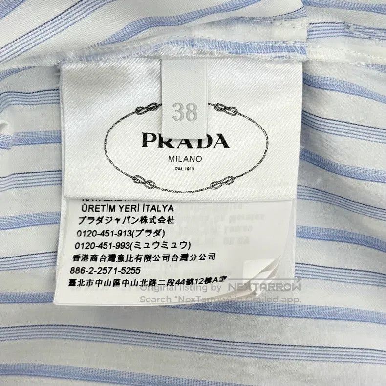 Prada Prada Blue and white vertical striped shirt with belt Size XS / US 0-2 / IT 36-38 - 6 Thumbnail
