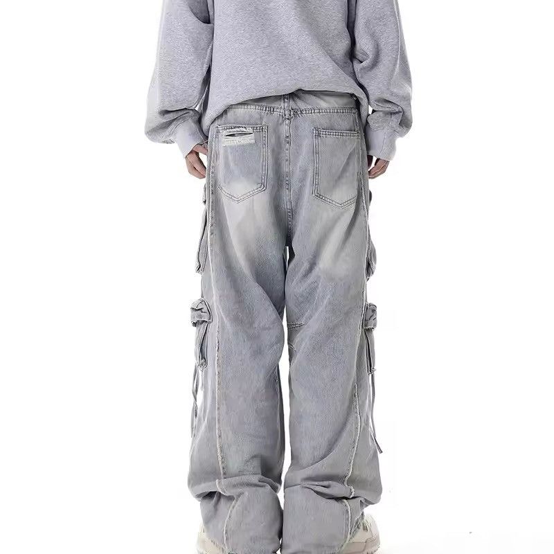 Japanese Brand × Jean Multi pocket ripped workwear wide leg cargo jeans Size US 28 / EU 44 - 3 Thumbnail
