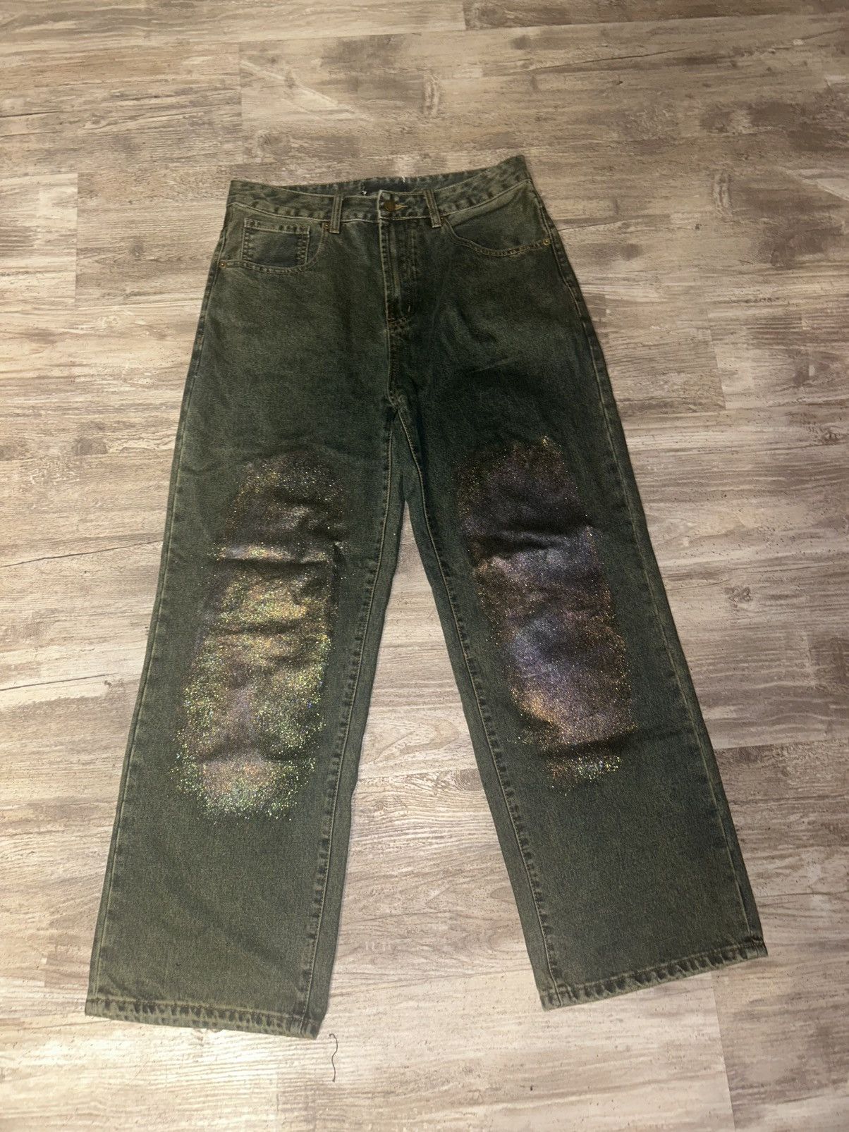 Japanese Brand Slumxweirdo hologram paint Denim Size US 31 - 1 Thumbnail