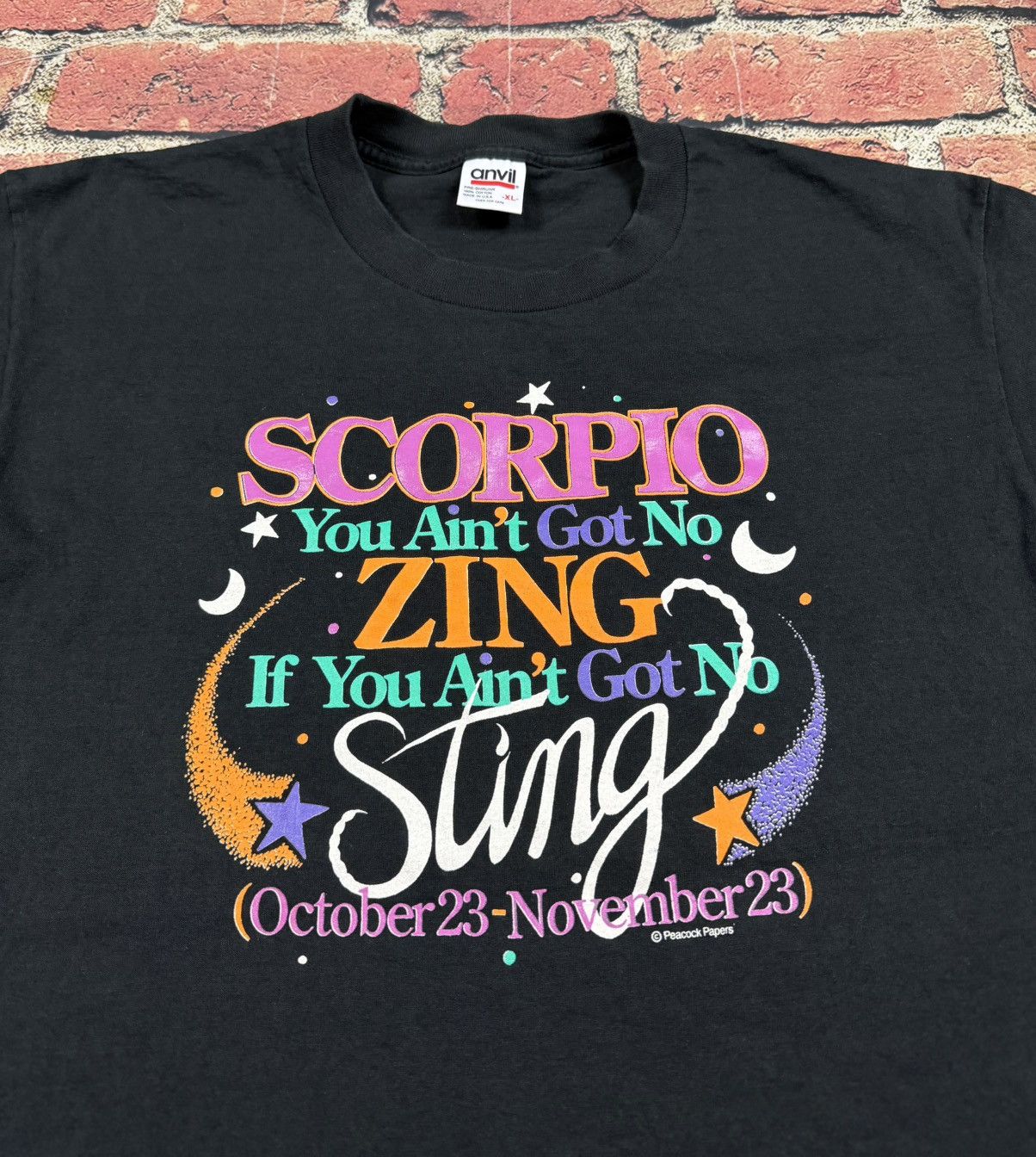 Anvil Vintage Scorpio Single Stitch T-Shirt Zodiac Sign Astrology Size US XL / EU 56 / 4 - 2 Thumbnail