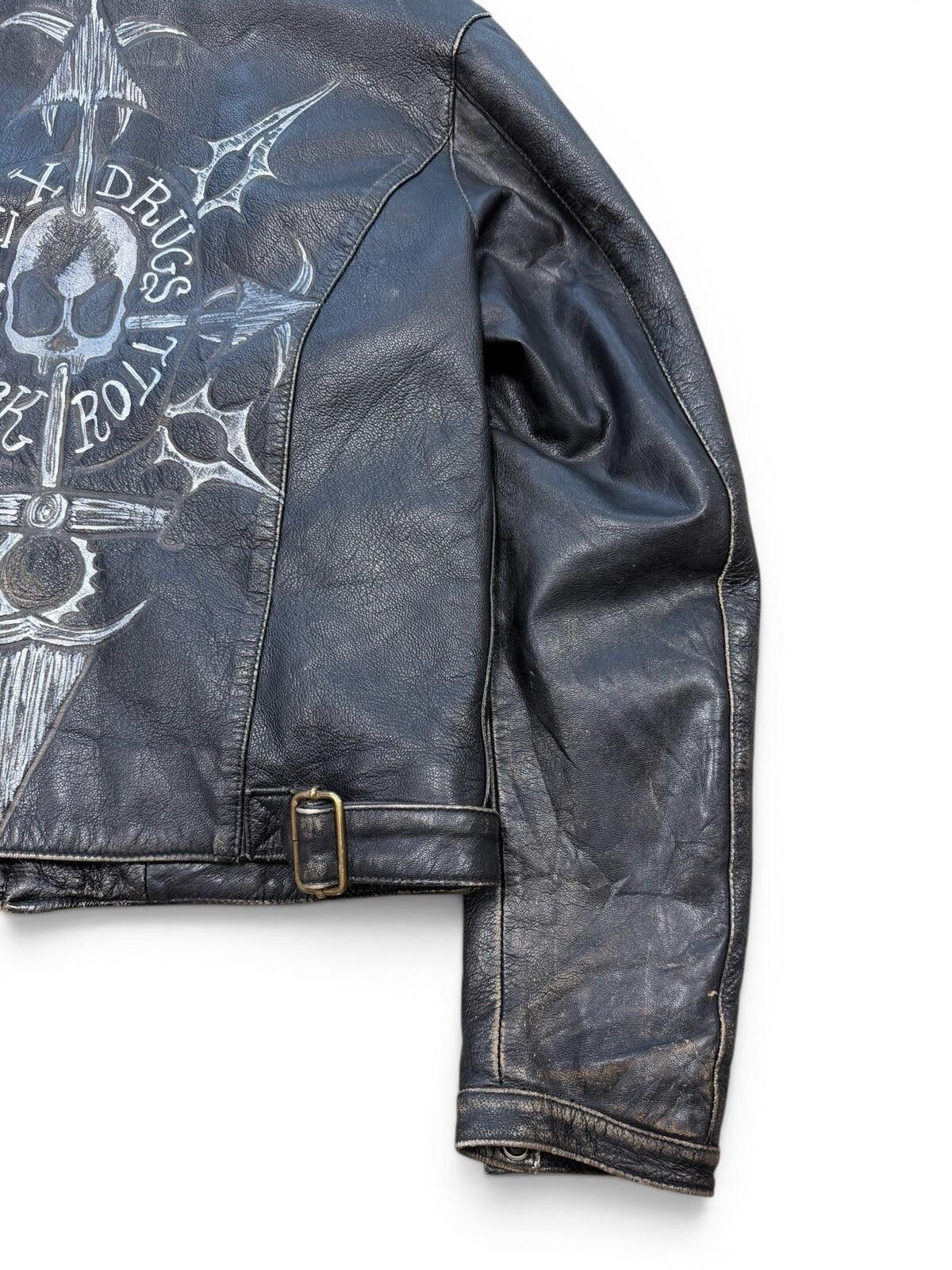 Other Black Rain Sex Drugs Rock & Roll Leather Jacket Size Large Size L / US 10 / IT 46 - 6 Thumbnail