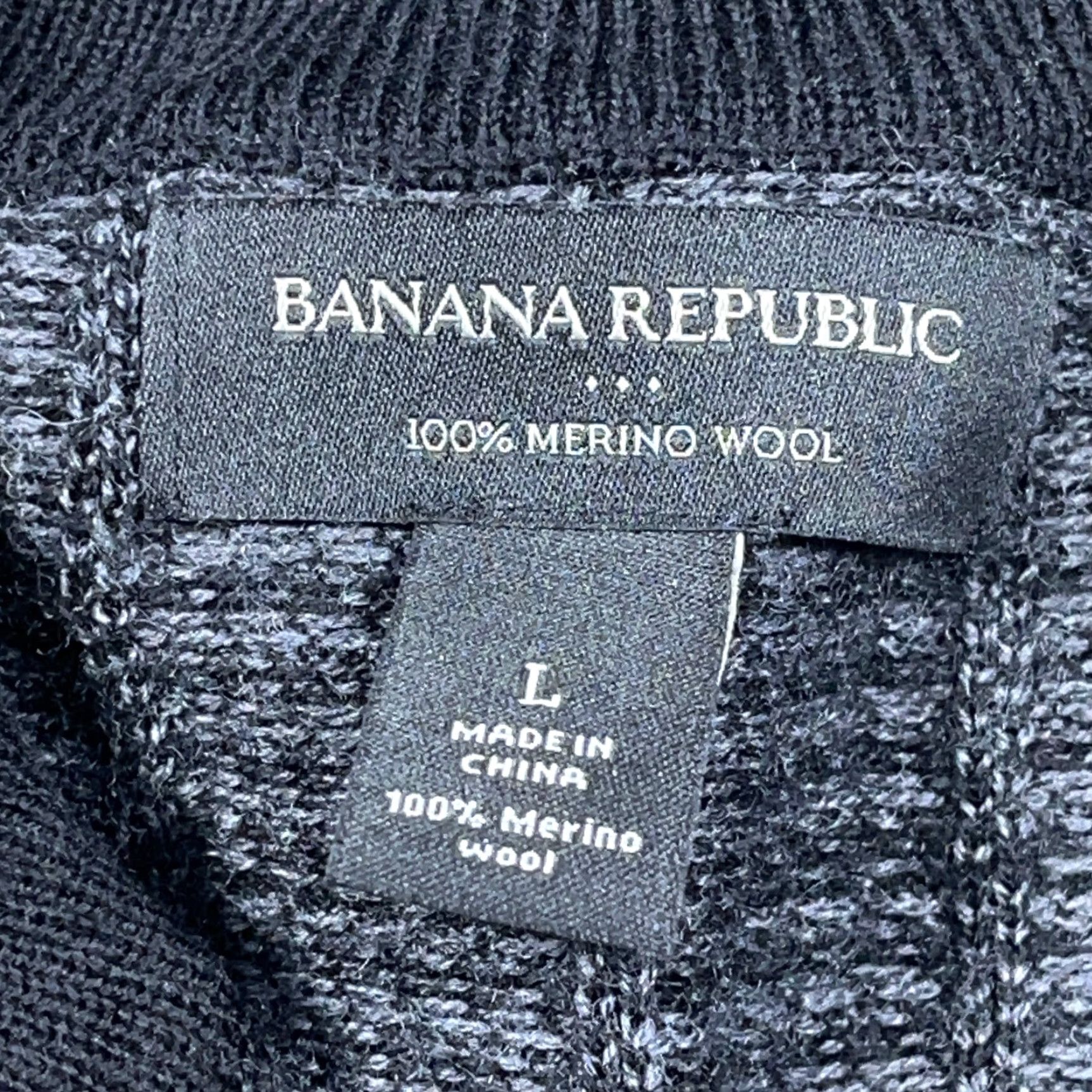 Banana Republic Banana Republic Sweater Men L Black Merino Wool Pullover Houndstooth 1/4 Zip Mock Neck Casual Workwear Knit Pattern: Solid, Preppy, Modern Mens Size US L / EU 52-54 / 3 - 4 Thumbnail