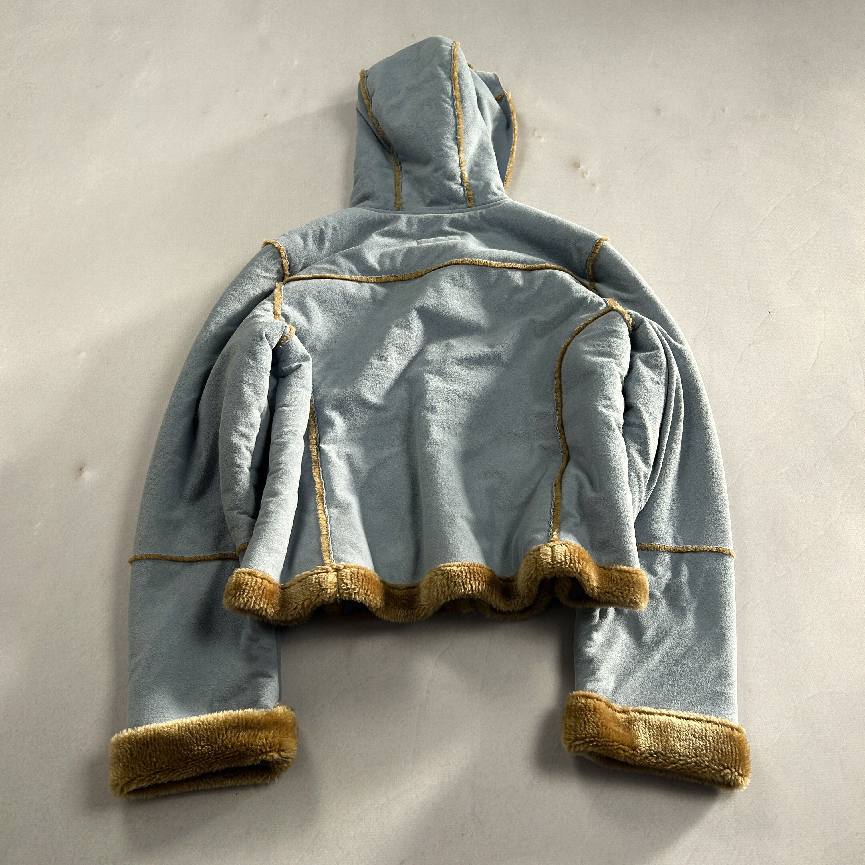 Yohji Yamamoto Cropped Shearling Jacket Blue Fur Lined Y2K Coquette Core Size US S / EU 44-46 / 1 - 6 Thumbnail
