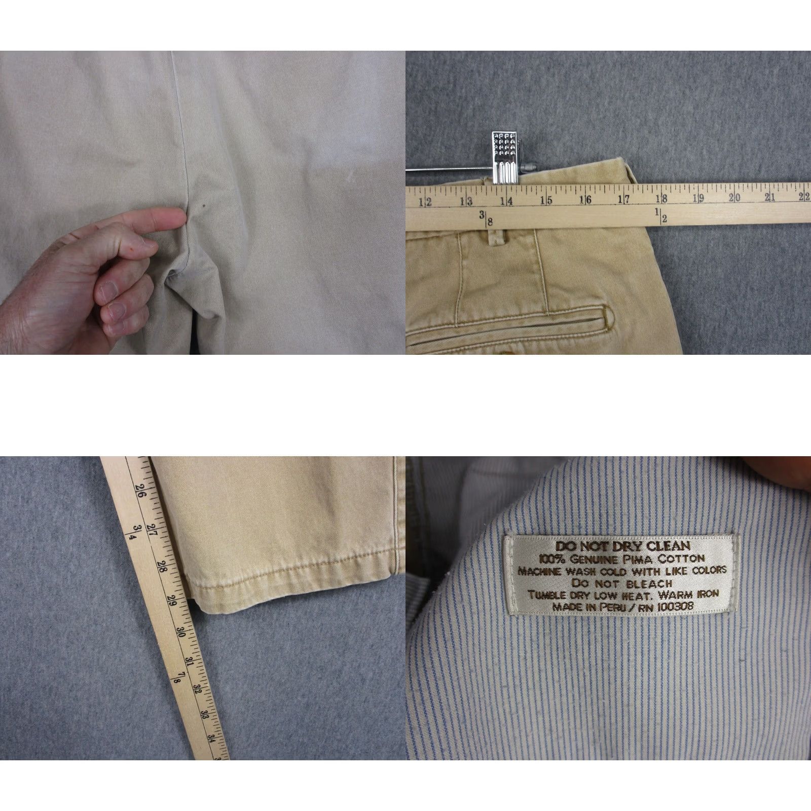 Peter Millar Peter Millar Pants Mens 35x30 Beige Chino Straight Leg Pima Cotton Casual Golf Mens Size US 35 - 8 Thumbnail