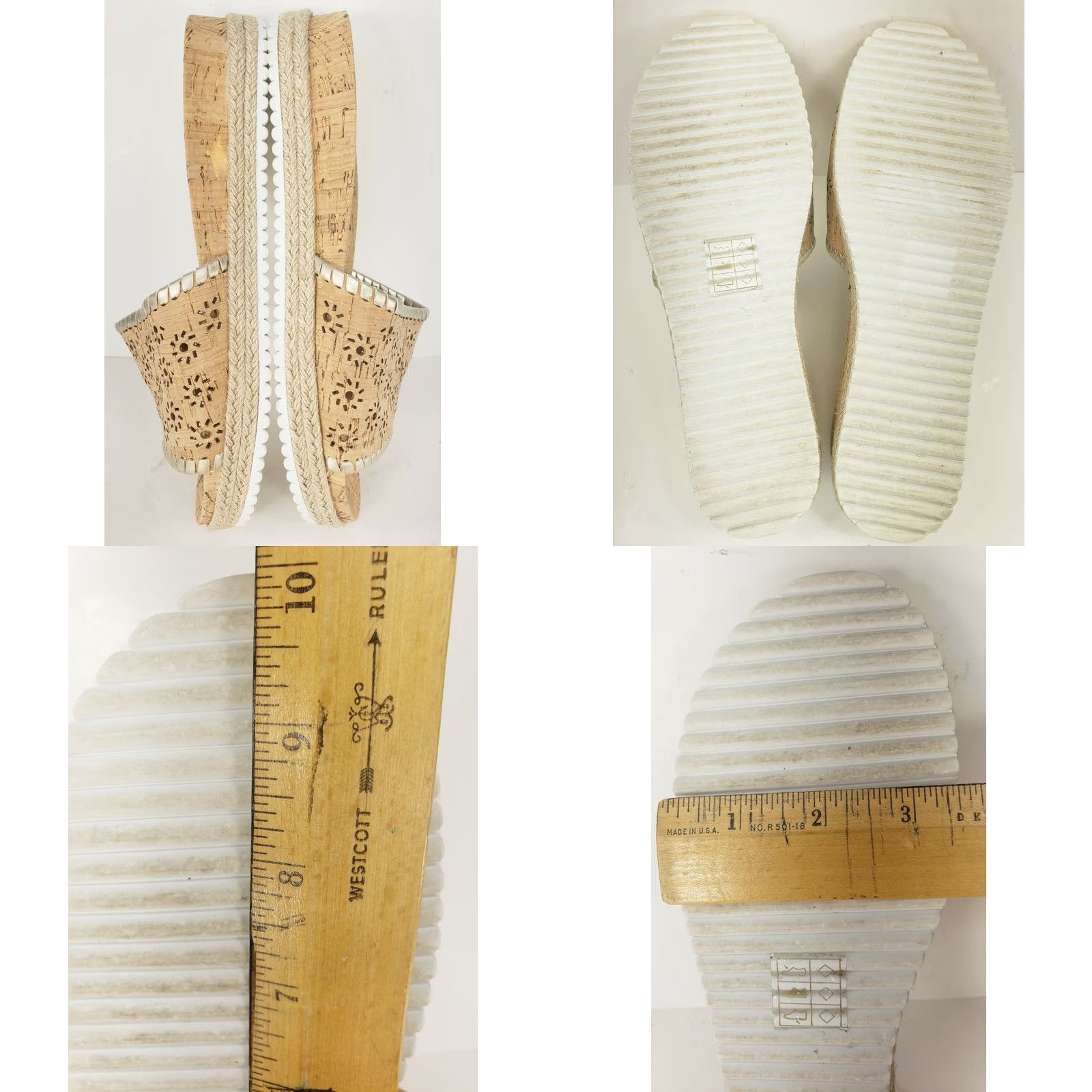 Jack Rogers Jack Rogers Sandals Women's 7M Tan Brown Cork Espadrille Slip On Wedge Casual Comfort & Style Size US 7 / IT 37 - 8 Thumbnail