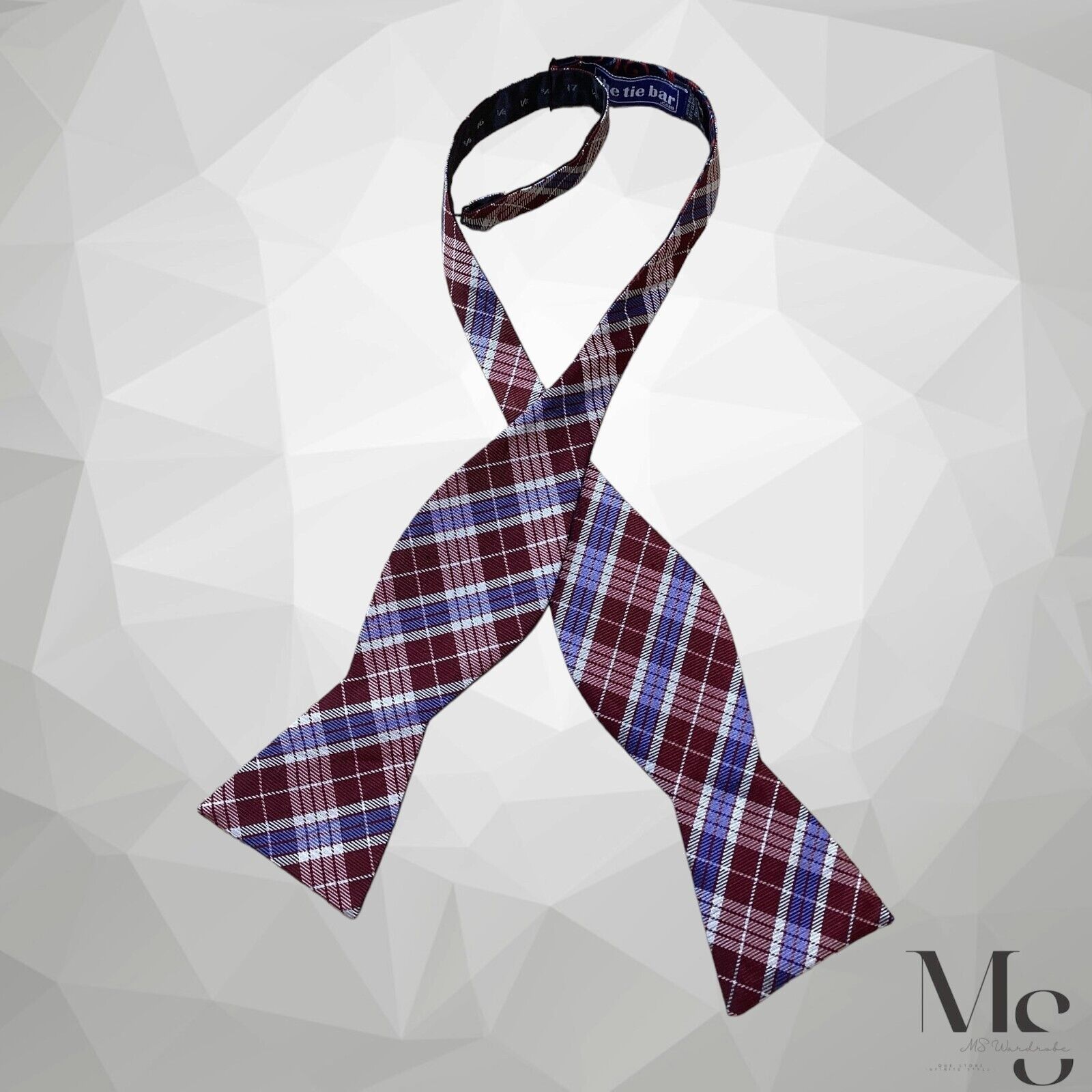The Tie Bar THE TIE BAR Purple Blue Plaids & Cheks Reversible Self Bow Size ONE SIZE - 1 Thumbnail