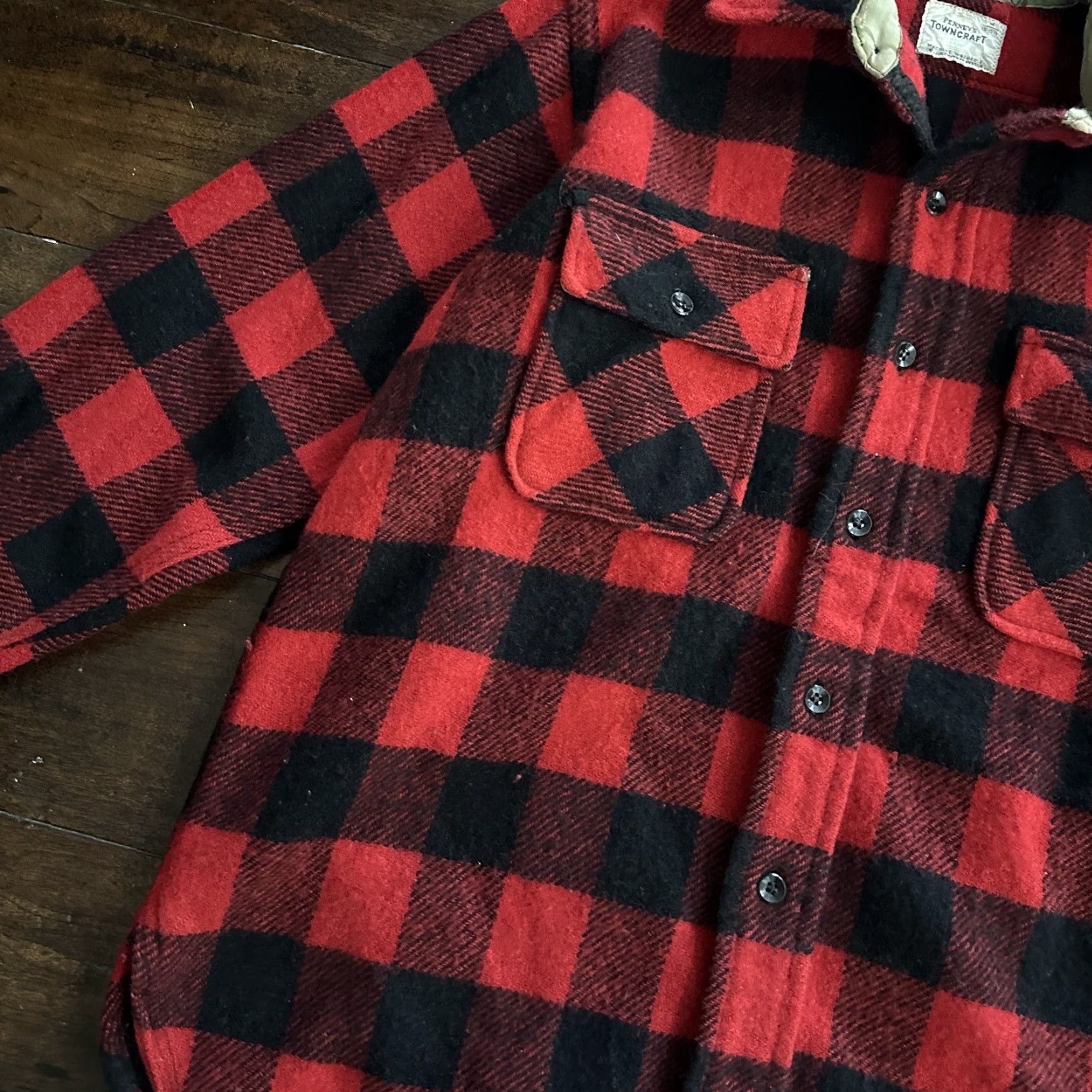 Vintage VINTAGE Pennys Towncraft Red Black Plaid Flannel Shirt Sz M Checker 60s 70s Size US M / EU 48-50 / 2 - 3 Thumbnail