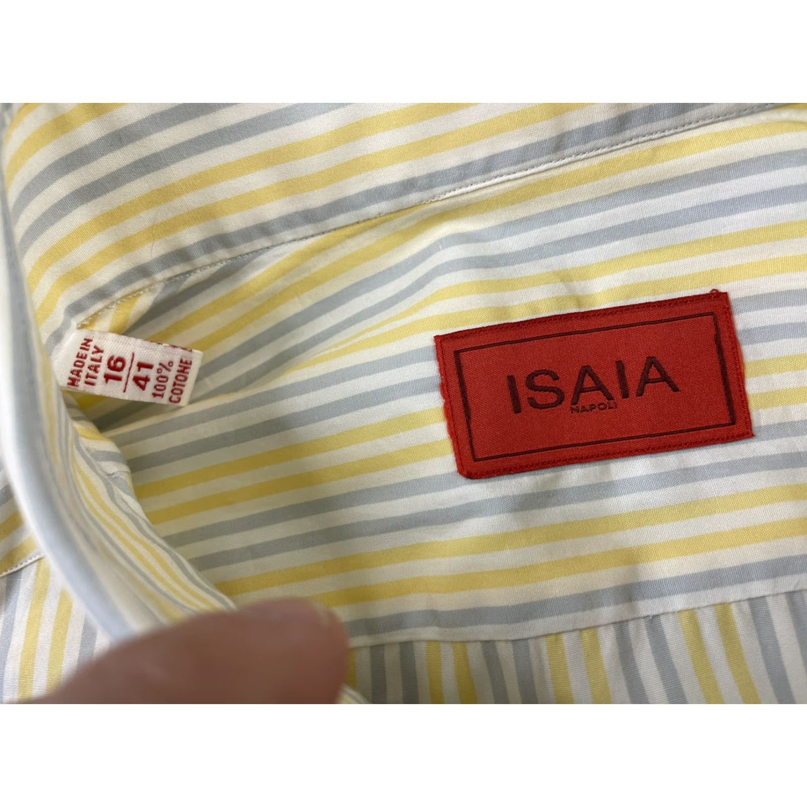 Isaia ISAIA Dress Shirt Striped Button Down Spread Collar Mens 16/41 Italy Multicolor Long Sleeve 100% Cotton Regular Weekday Business Formal Travel Shirt Size 42R - 3 Thumbnail