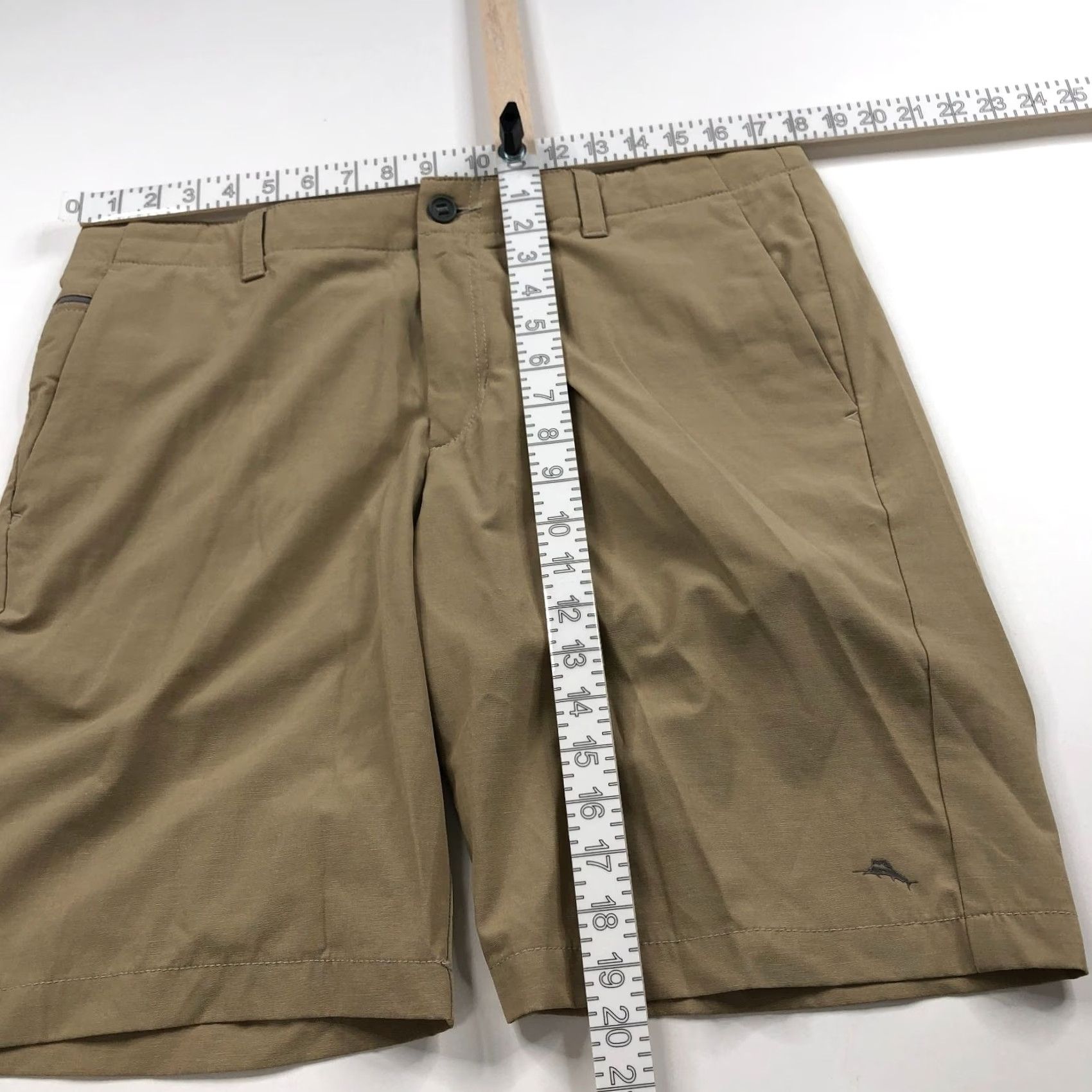 Tommy Bahama Tommy Bahama Chino Shorts Beige Flat Front 10" 34 (Fit 36W) Polyester Blend Cotton Spandex Belt Loops 90s Mens Size US 34 / EU 50 - 2 Thumbnail