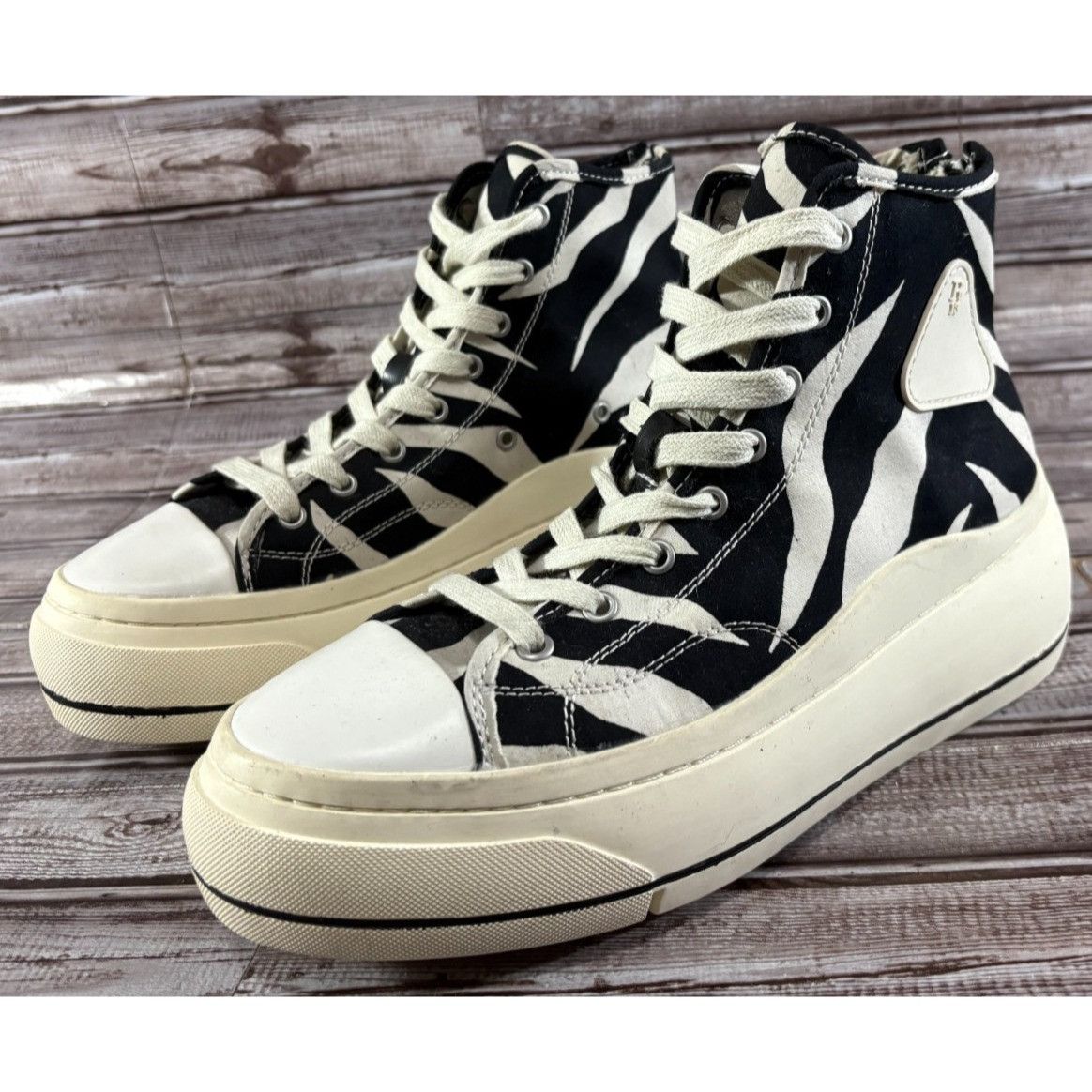 R13 R13 Black Zebra Kurt High Top Sneakers size 10 men 12 women Size US 12 / IT 42 - 1 Thumbnail