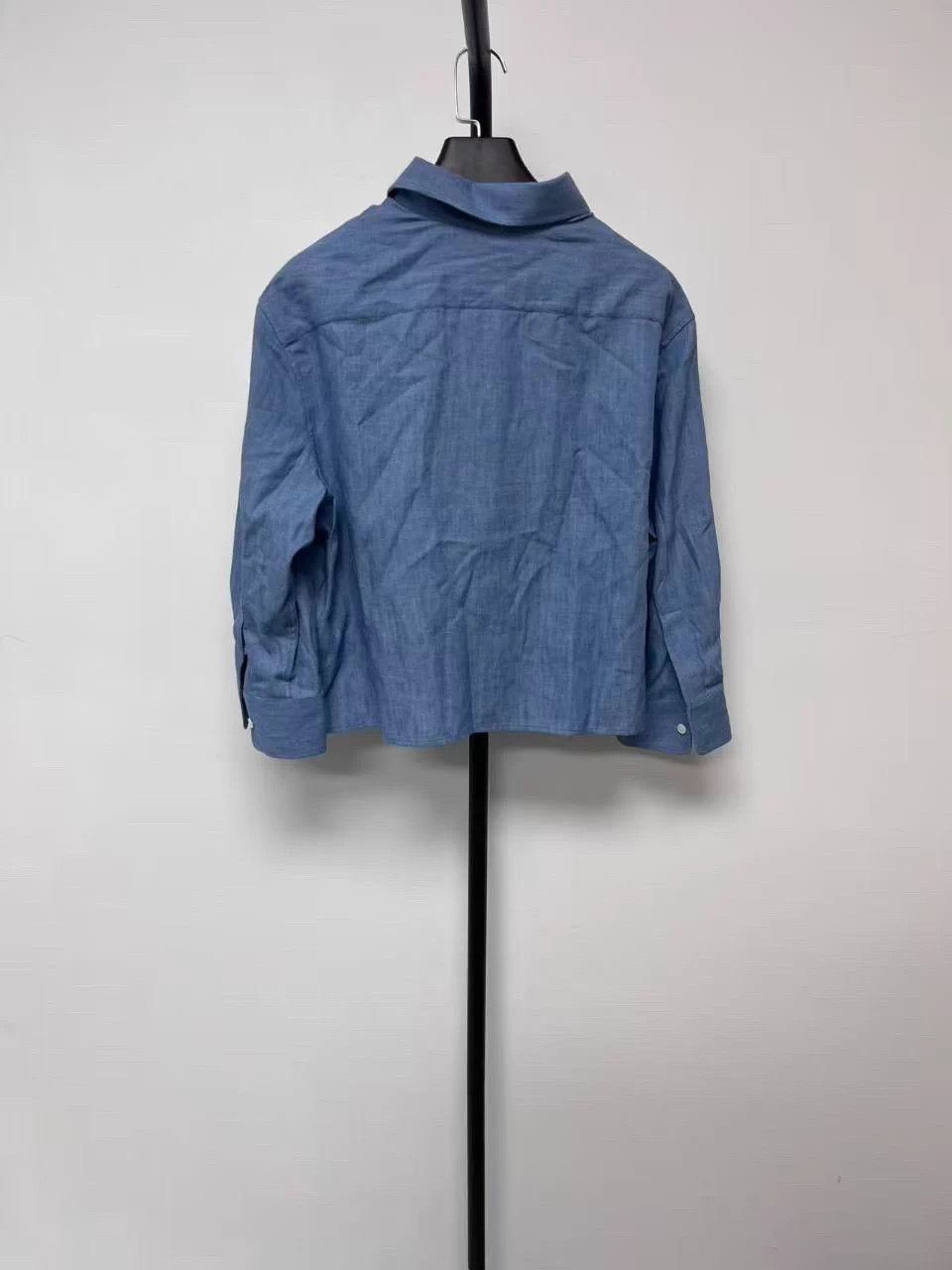 Celine CELINE short pointed collar 3/4 sleeve blue women's shirt Size M / US 6-8 / IT 42-44 - 2 Thumbnail