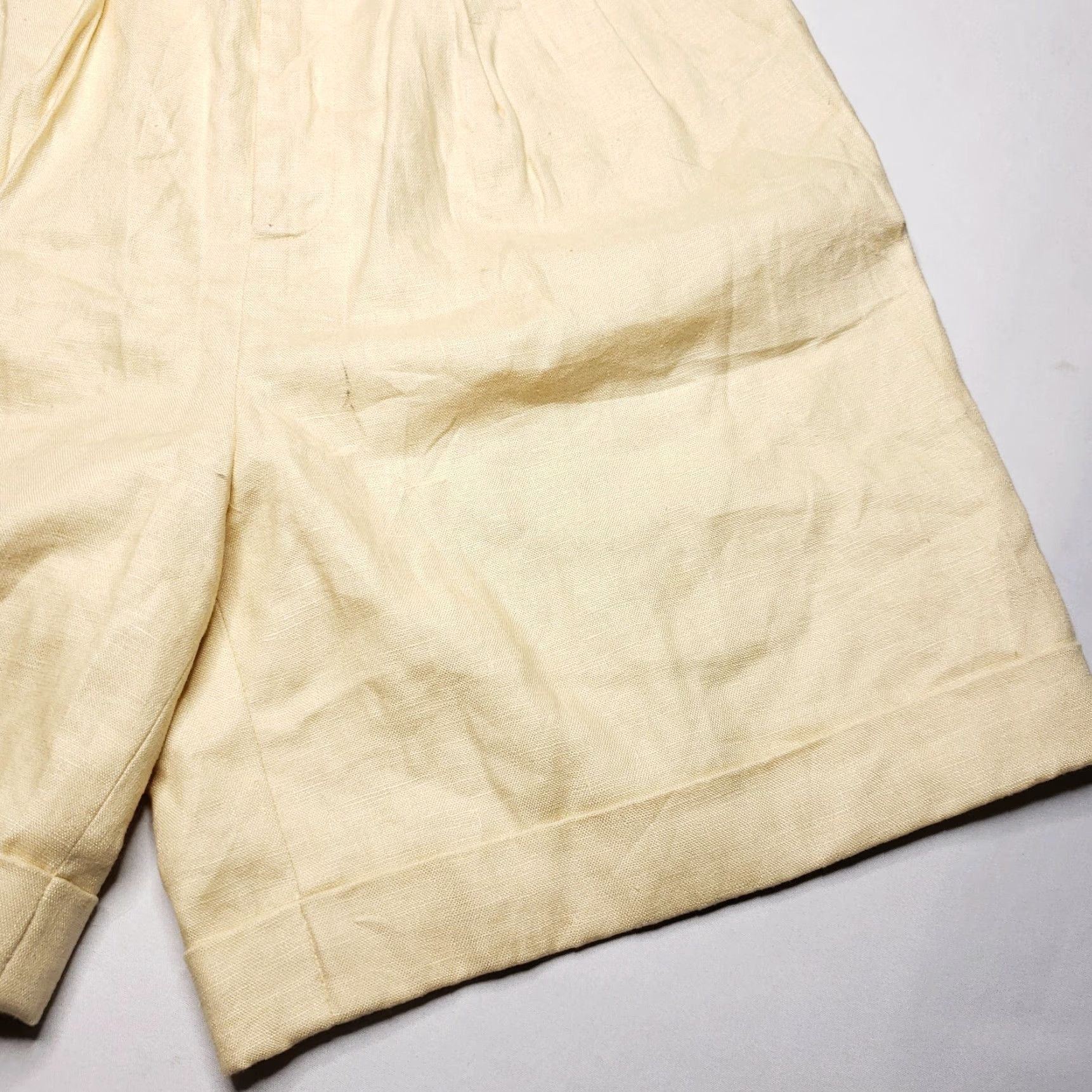 Vintage VINTAGE Classiques Entier Dressy Shorts Women Yellow 100% Linen Size 10 Inseam 7" Pleated Pockets High Rise N/A Regular Size 32" / US 10 / IT 46 - 4 Thumbnail