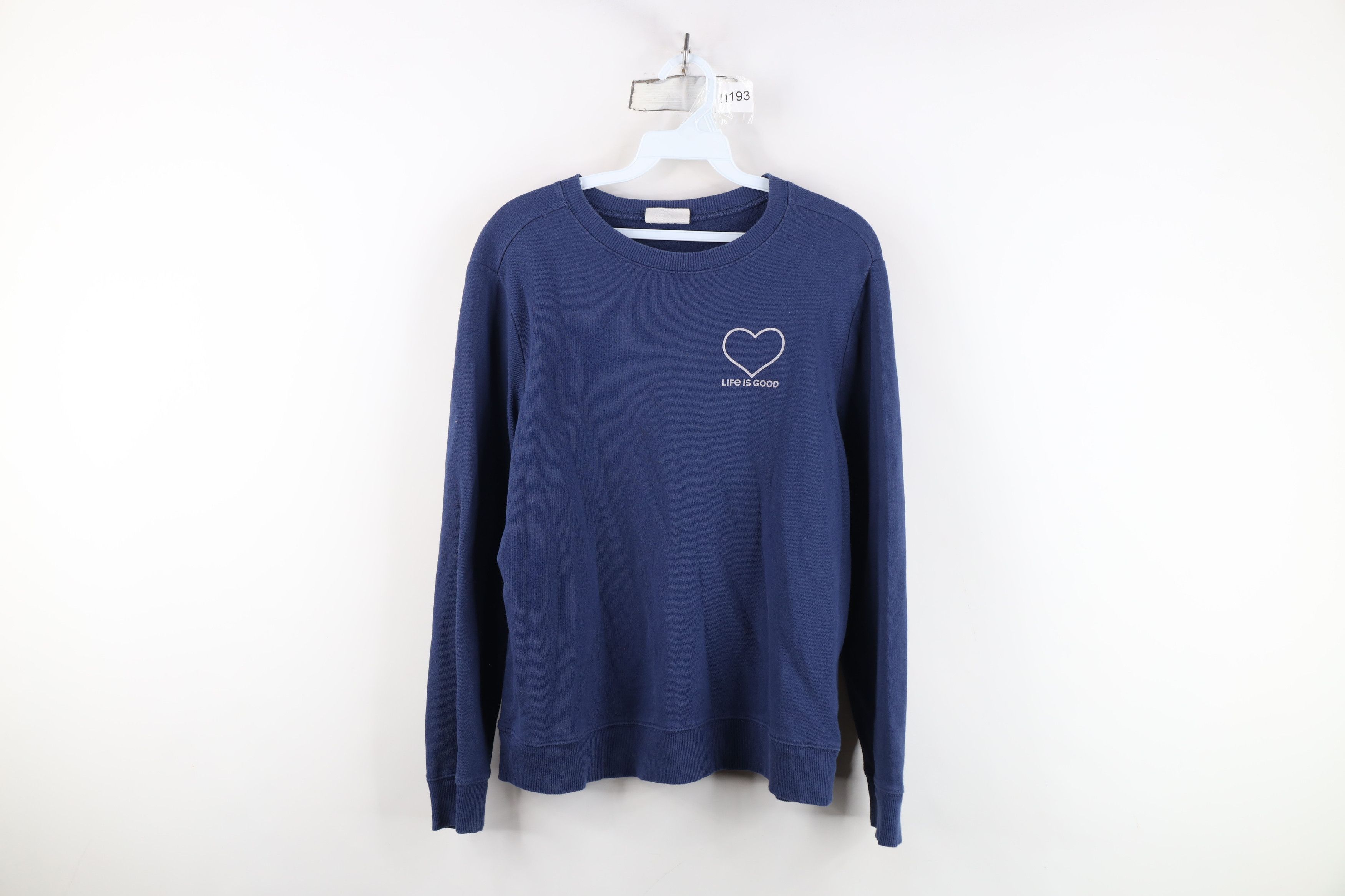 Life is Good Life Is Good Spell Out Heart French Terry Sweatshirt Blue Size S / US 4 / IT 40 - 1 Thumbnail