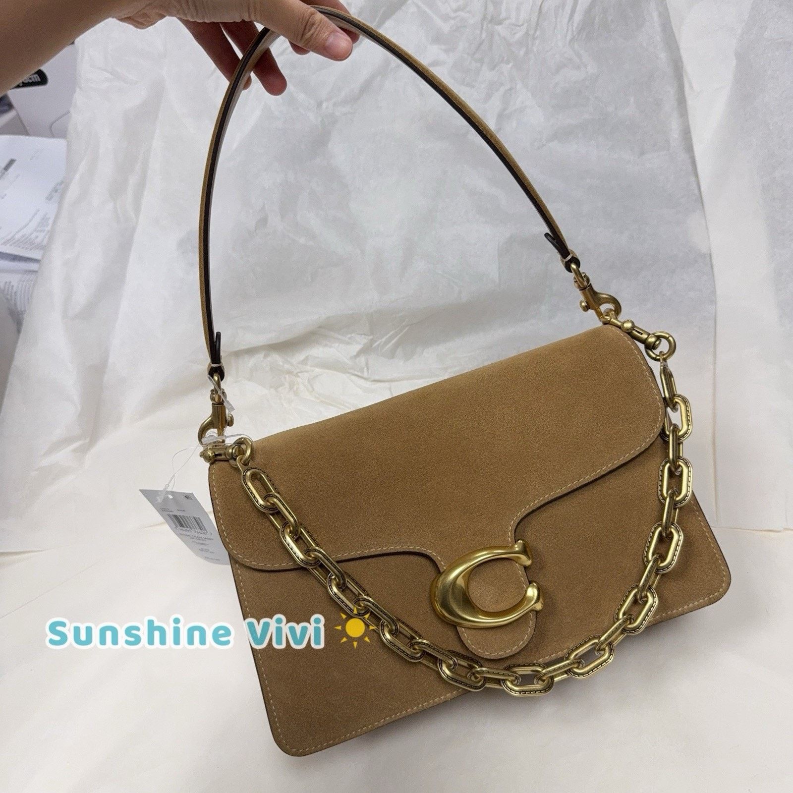 Coach NWT Coach Chain Tabby Shoulder/Hand Suede Chain Sand CAN13 Size ONE SIZE - 12 Thumbnail