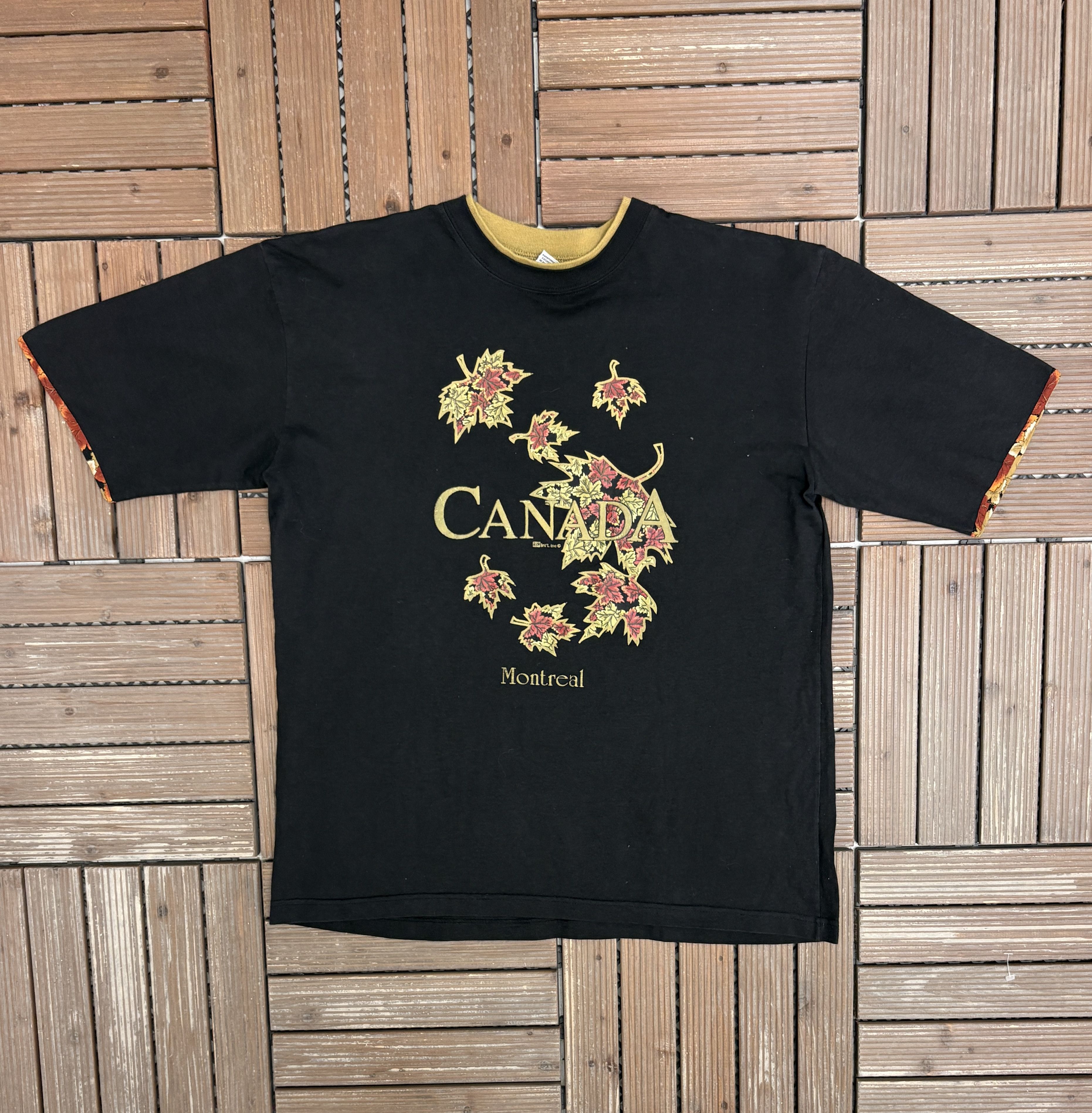 Vintage Montreal, Canada Maple Leaves Vintage Black T-Shirt Tee Size US L / EU 52-54 / 3 - 1 Thumbnail