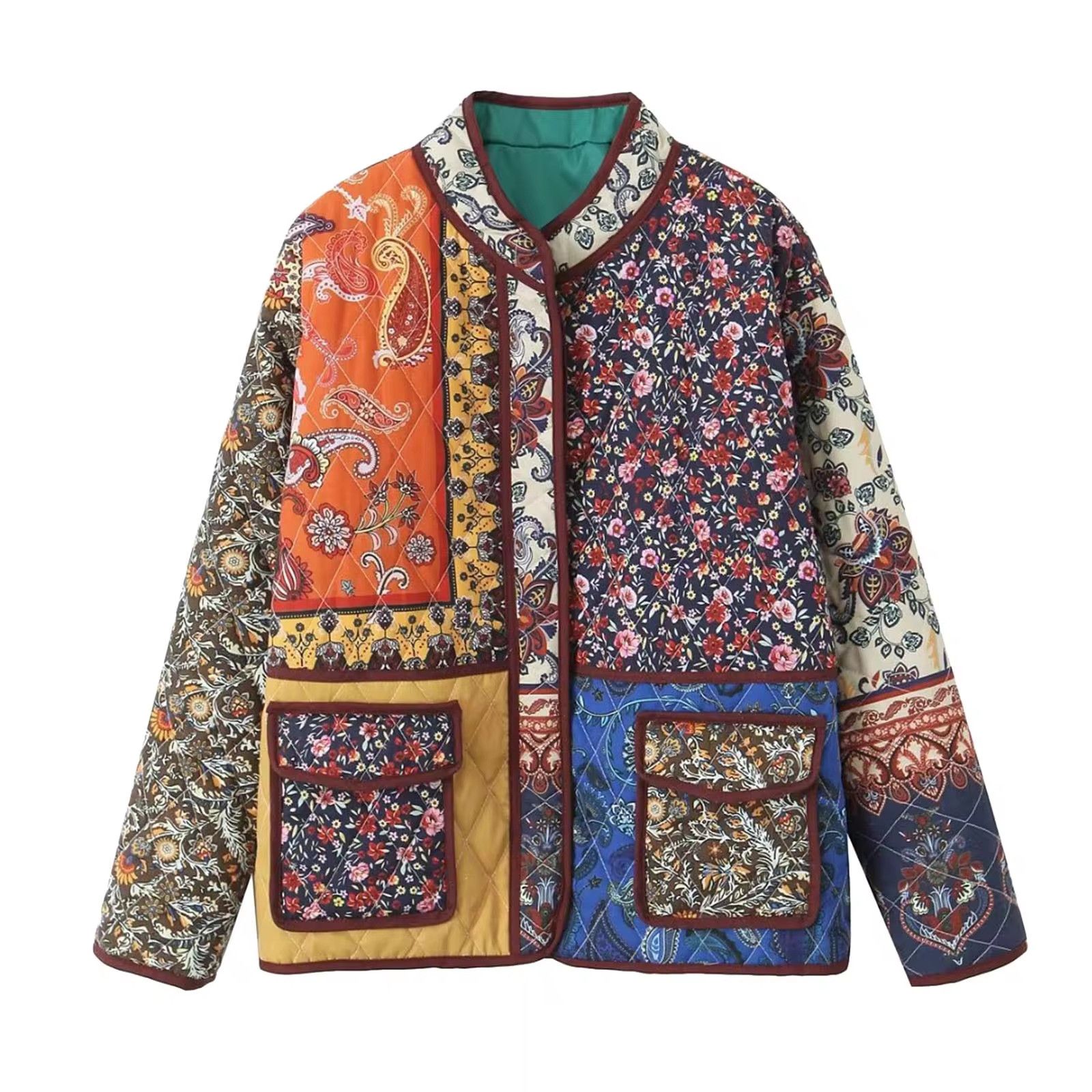 Vintage Outer Lightweight Open Front Quilted Contrast Size XL / US 12-14 / IT 48-50 - 1 Preview