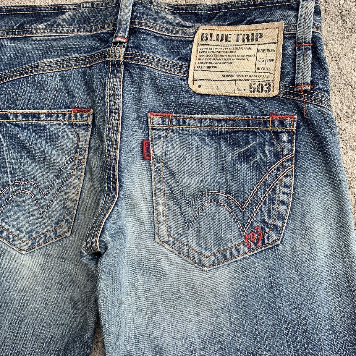 Japanese Brand Flare Vintage Edwin Blue Trip Distressed Denim W32 Size US 32 / EU 48 - 17 Thumbnail
