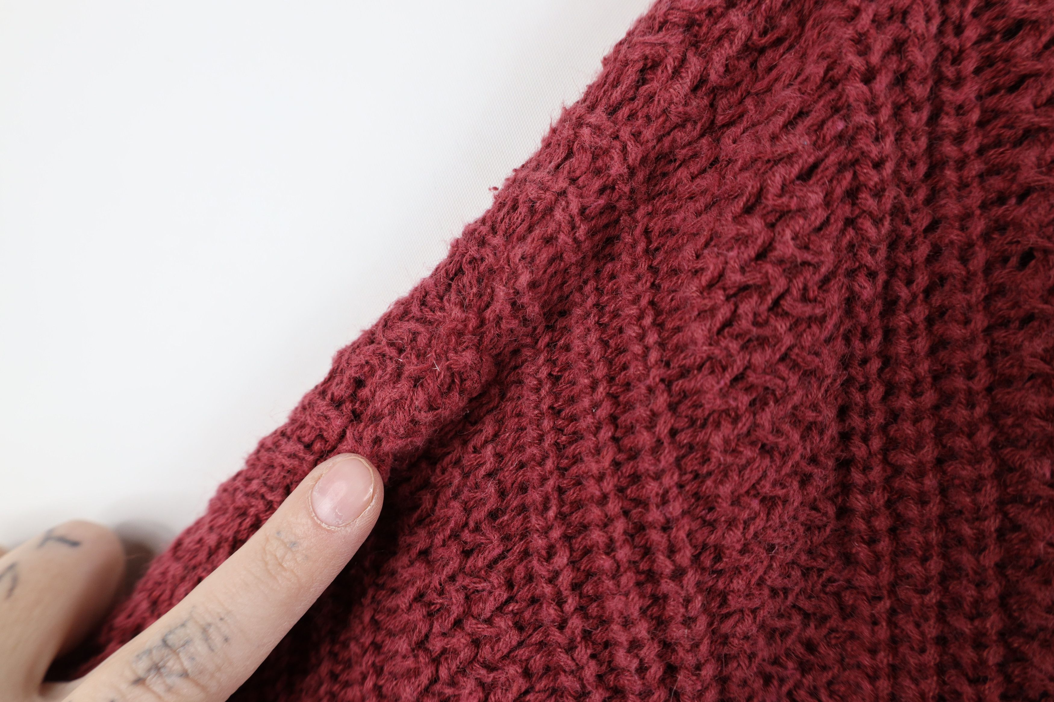 Vintage Vintage 90s Streetwear Blank Chunky Ribbed Knit Sweater Red Size US XXL / EU 58 / 5 - 6 Thumbnail