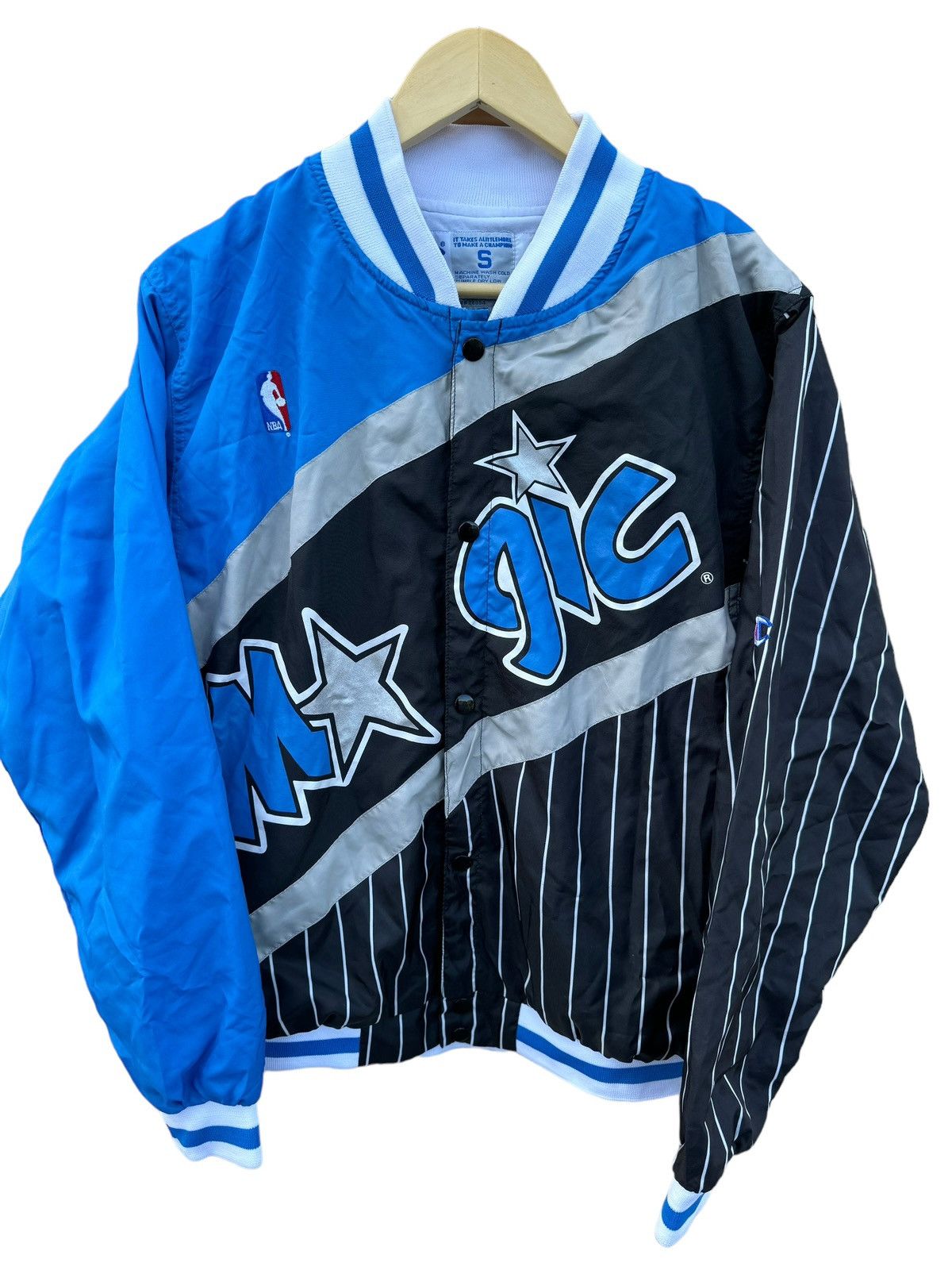 image of Orlando Magic Champion Warmup Vintag Pinstripe Nba 90’S in Black, Men's (Size Small)