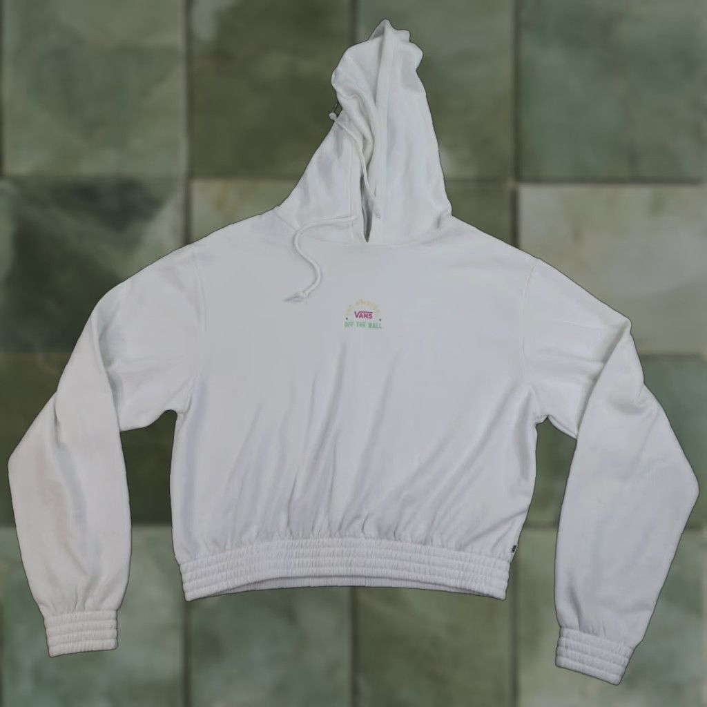 Vans VANS Hoodie Womens Large White Long Sleeve Pullover Hooded Skate Punk Crop Top Shirt Size L / US 10 / IT 46 - 1 Thumbnail