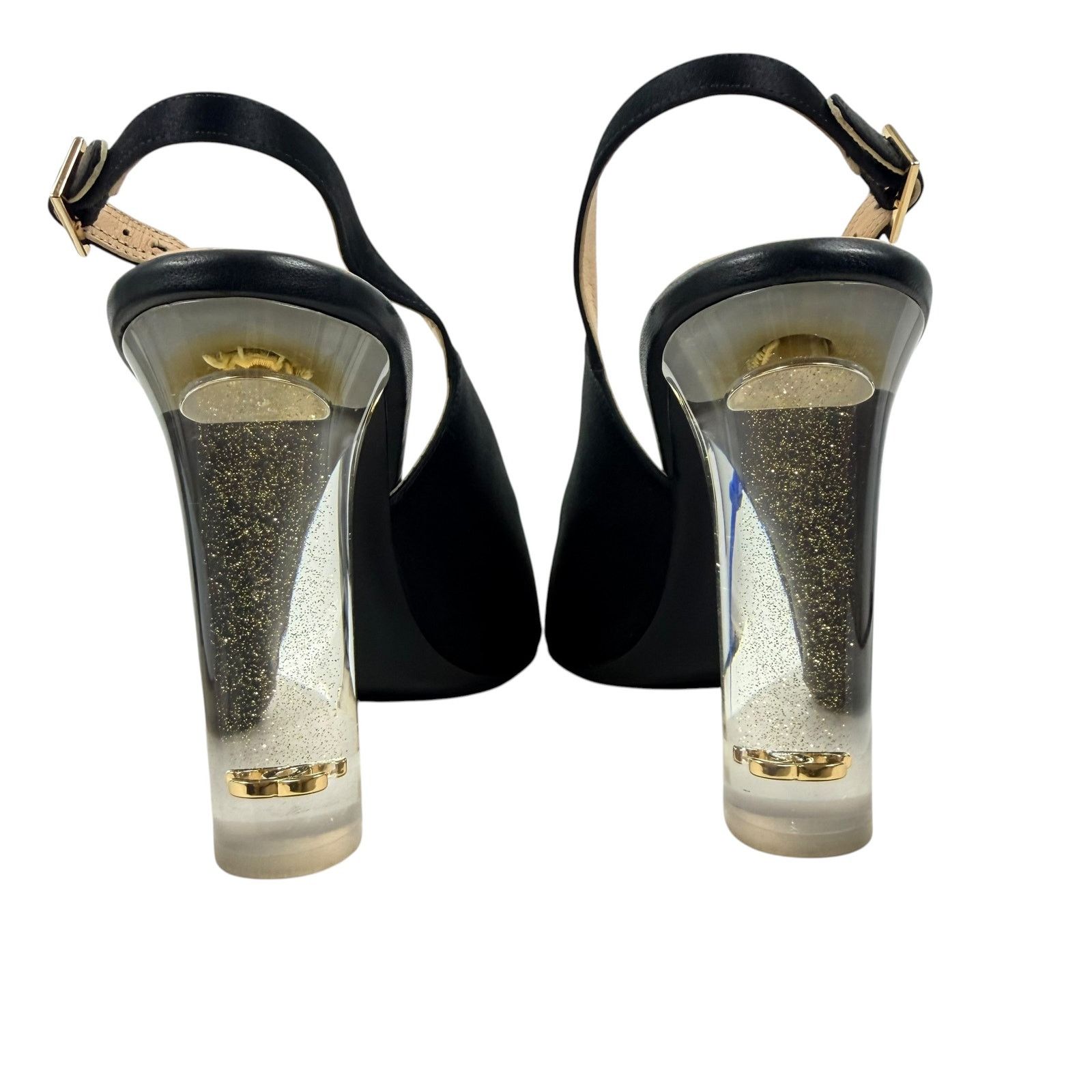 Chanel Chanel 2015 CC Logo Runway Lucite Slingback Pumps Black Size US 10 / IT 40 - 5 Thumbnail