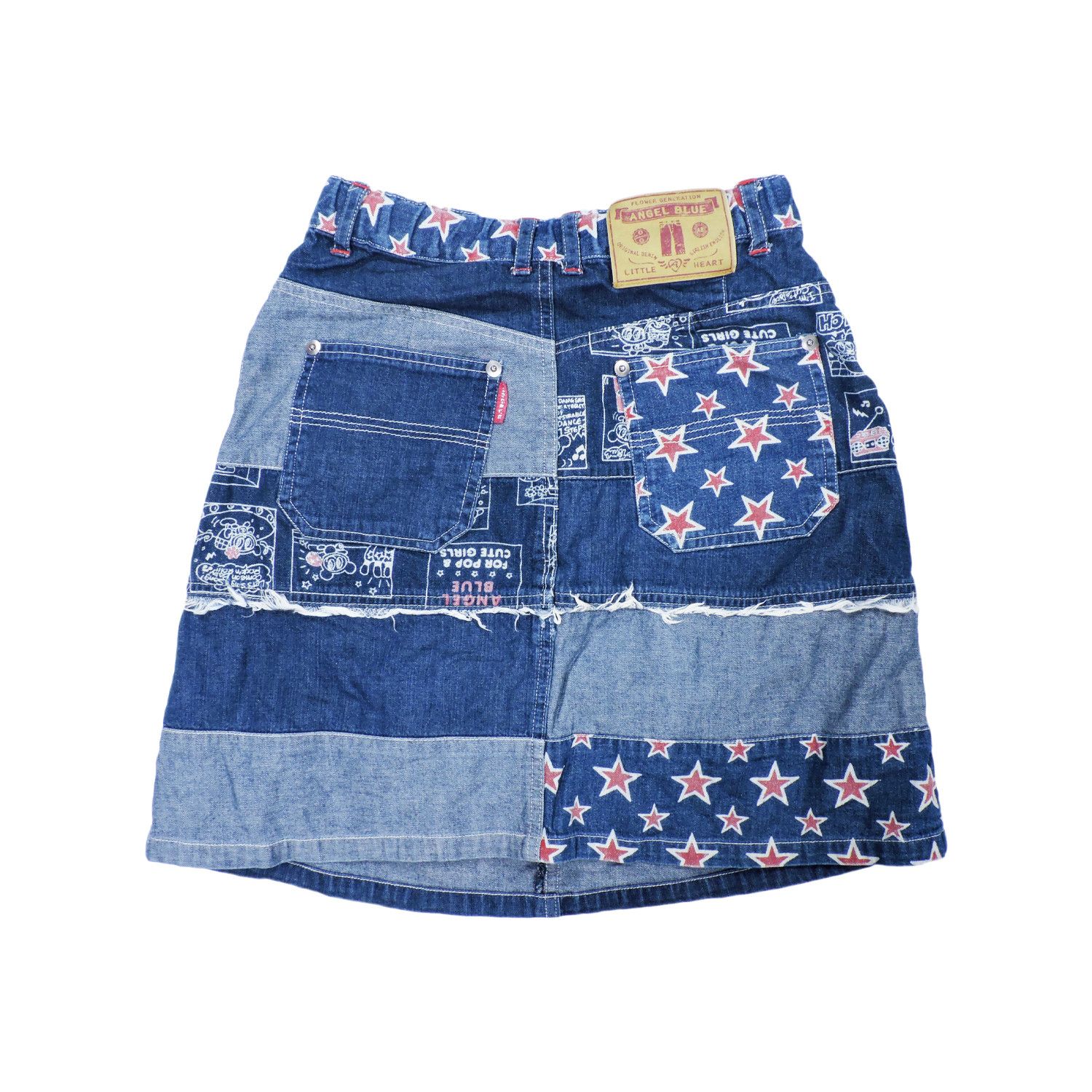 Angel Blue ANGEL BLUE STARS ‘LET’S SHOWER TIME’ DENIM MINI SKIRTS Size 27" / US 4 / IT 40 - 2 Thumbnail