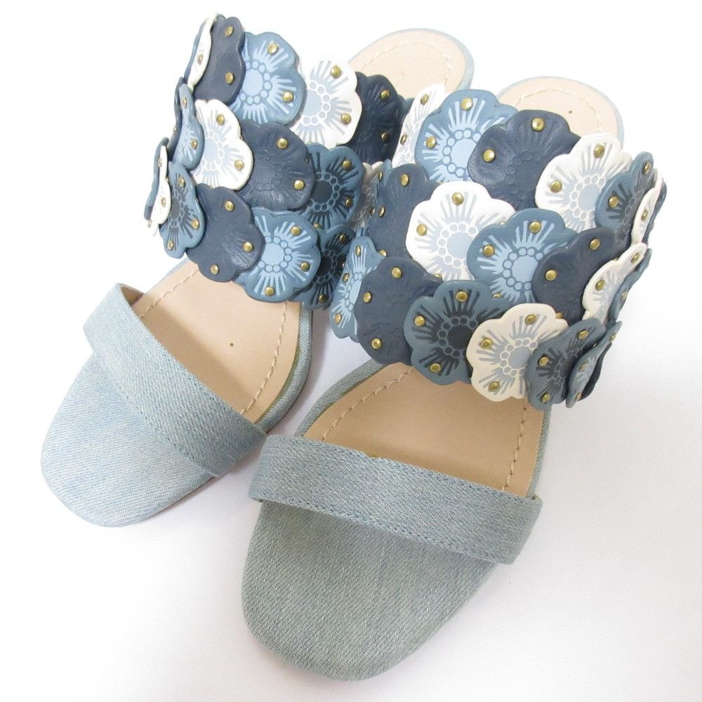 Coach Coach Flower Belt Mule Sandals Leather Shoes DUTY FREE for USA