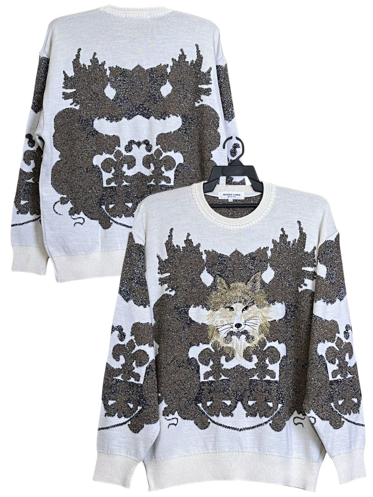 Japanese Brand vintage japanese HOMME LIBRE wolf embroidered knit sweats Size L / US 10 / IT 46 - 1 Thumbnail