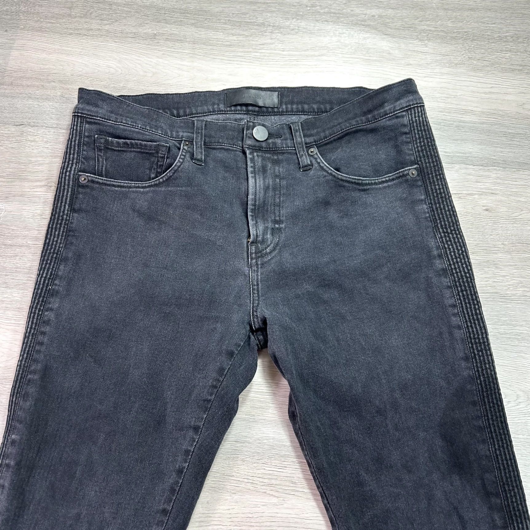 J Brand J Brand Jeans Mens 32x31 Skinny Charcoal Gray Stripe Denim Slim Stretch JB000939 Jeans Mens Size US 32 / EU 48 - 3 Thumbnail