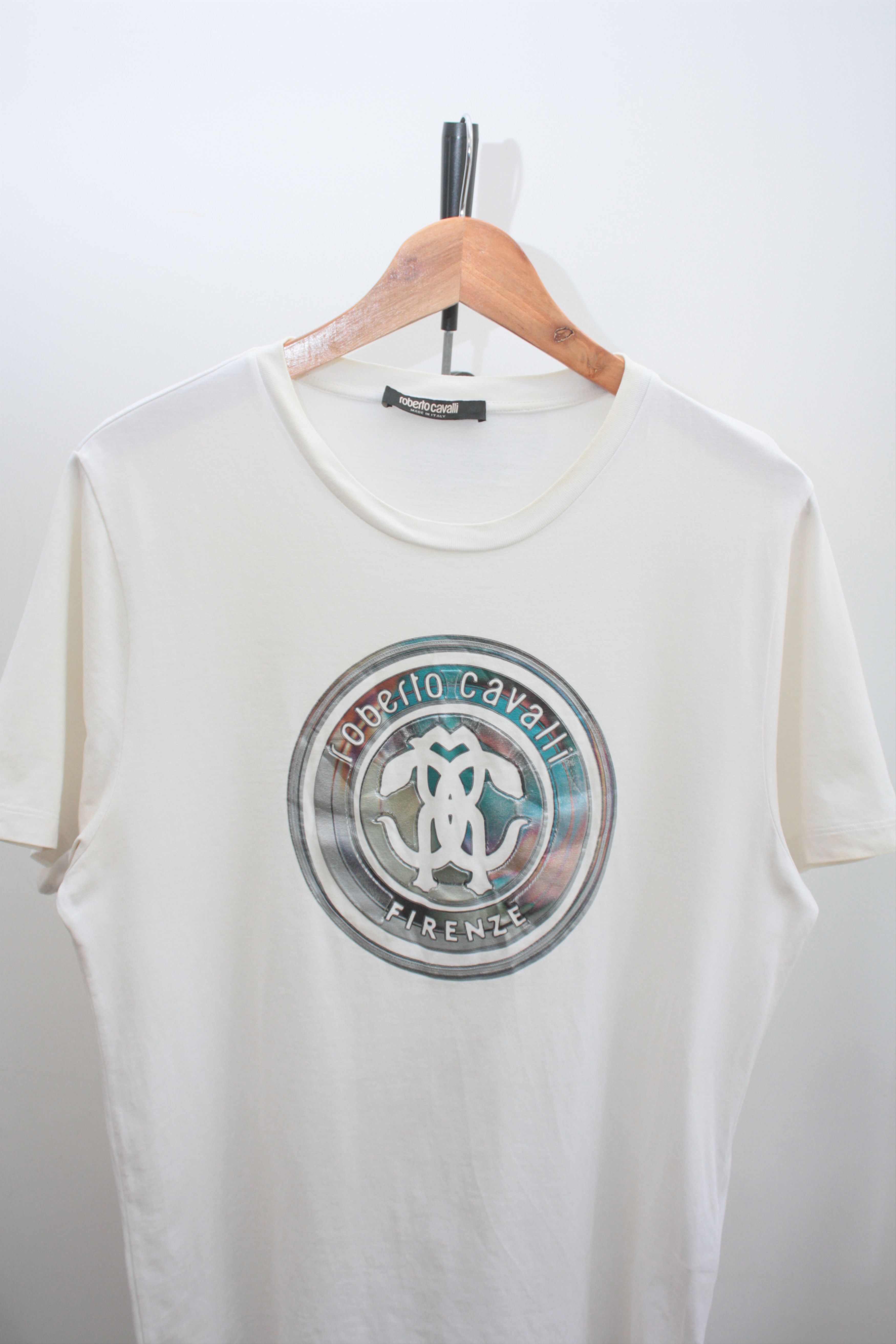 Roberto Cavalli Roberto Cavalli White T-Shirt Men's Large Slim Fit Size US L / EU 52-54 / 3 - 1 Thumbnail