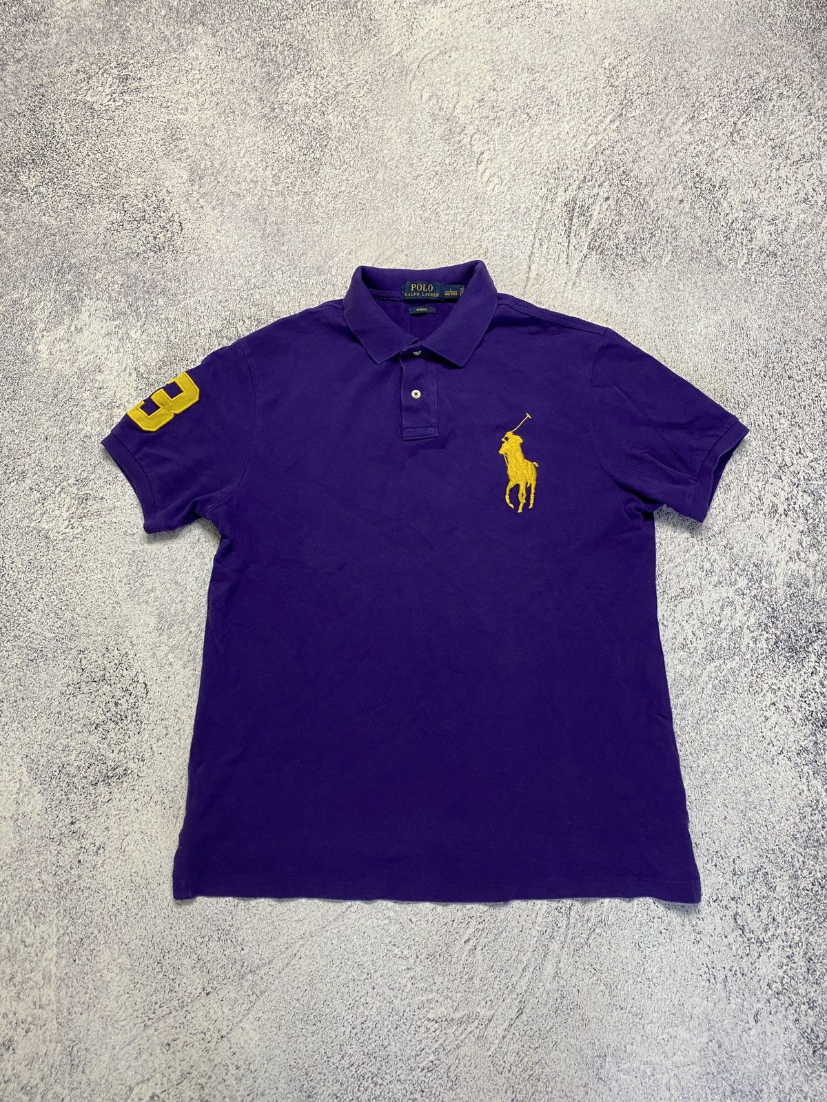 Pre-owned Polo Ralph Lauren X Vintage Polo Ralph Laurent Big Pony 3 Rugby Shirt Purple