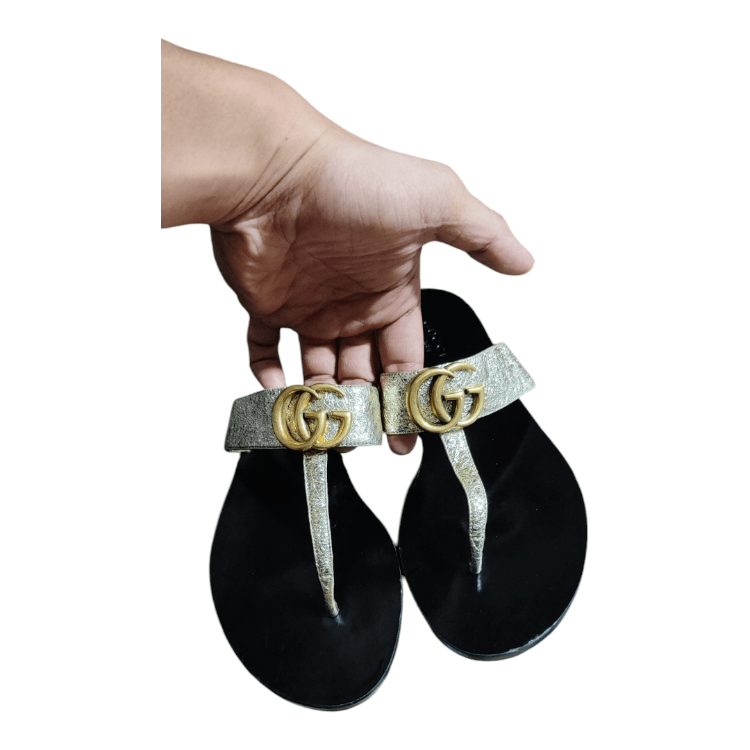 Gucci GUCCI Nappa Galassia Marmont GG Gold Thong flat Sandal Size US 7 / IT 37 - 3 Thumbnail