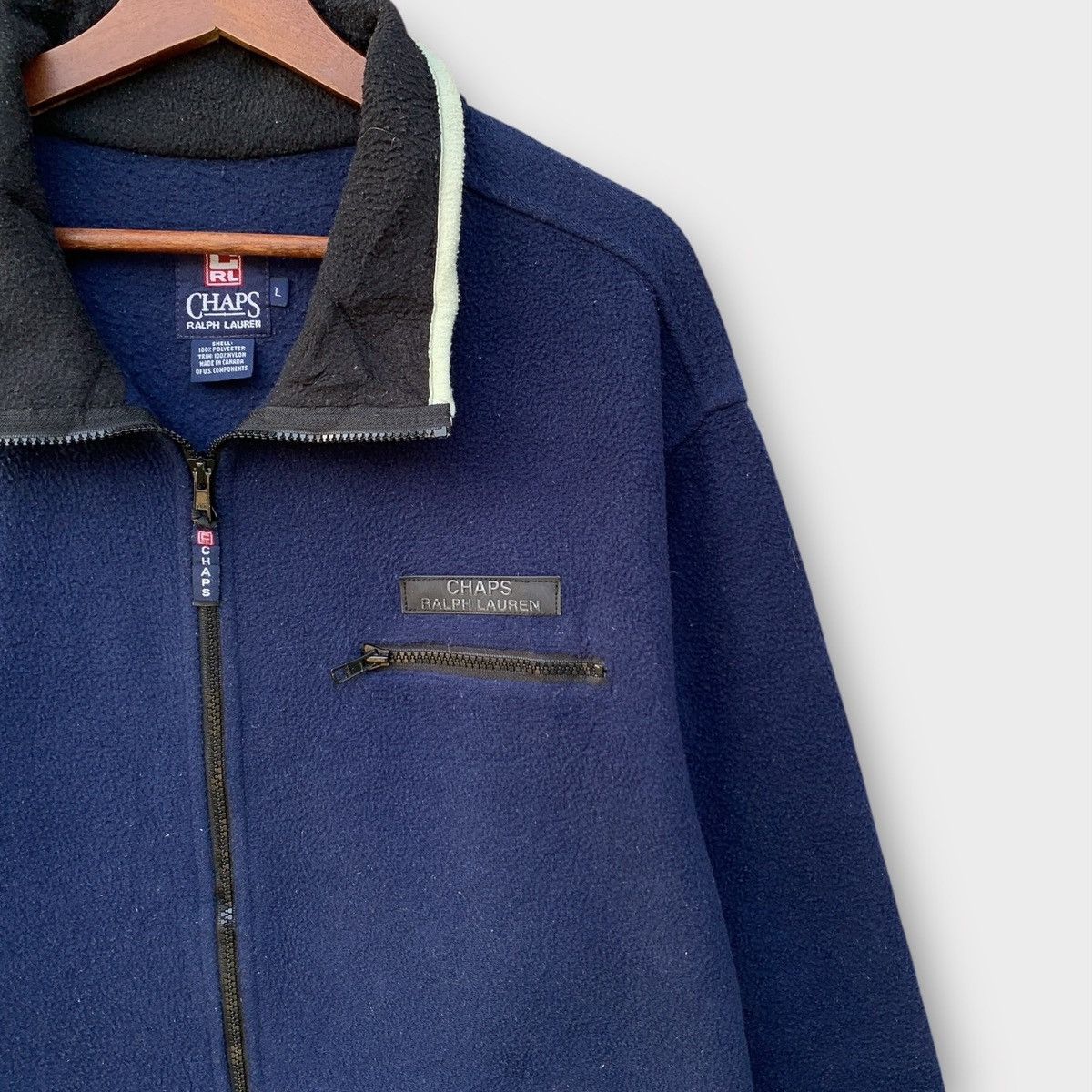 Chaps Ralph Lauren VINTAGE 90s CHAPS RALPH LAUREN FLEECE NAVY JACKET PATCH LOGO Size US L / EU 52-54 / 3 - 5 Thumbnail