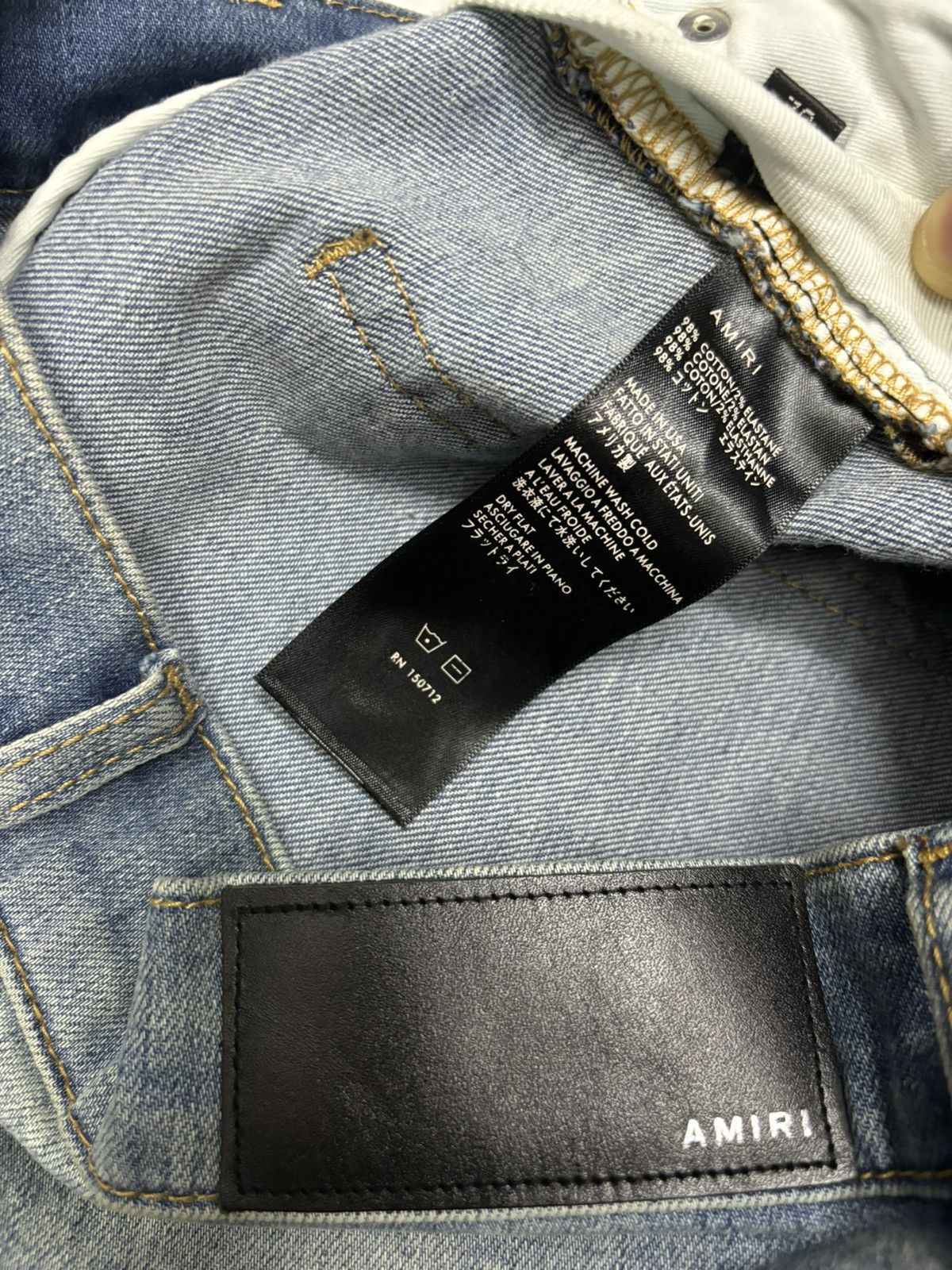 Amiri Amiri White Stripe Blue Denim Jeans Size US 32 / EU 48 - 14 Thumbnail