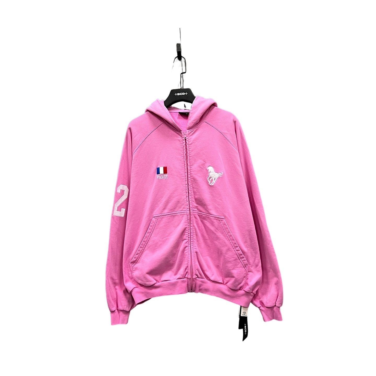 Balenciaga Balenciaga Paris Pink Soccer Zip-up Hoodie | Grailed