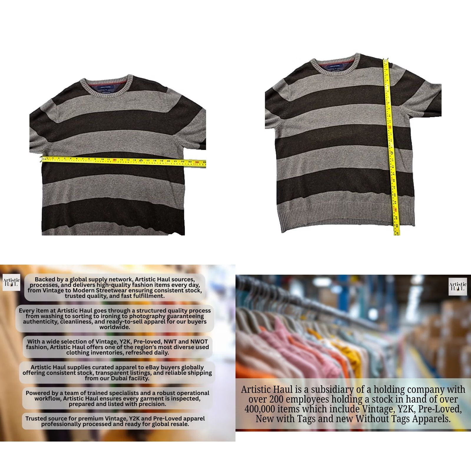 Tommy Hilfiger Tommy Hilfiger Men’s Gray Brown Stripe Crewneck Sweater XXL Long Sleeve Size US XXL / EU 58 / 5 - 8 Thumbnail