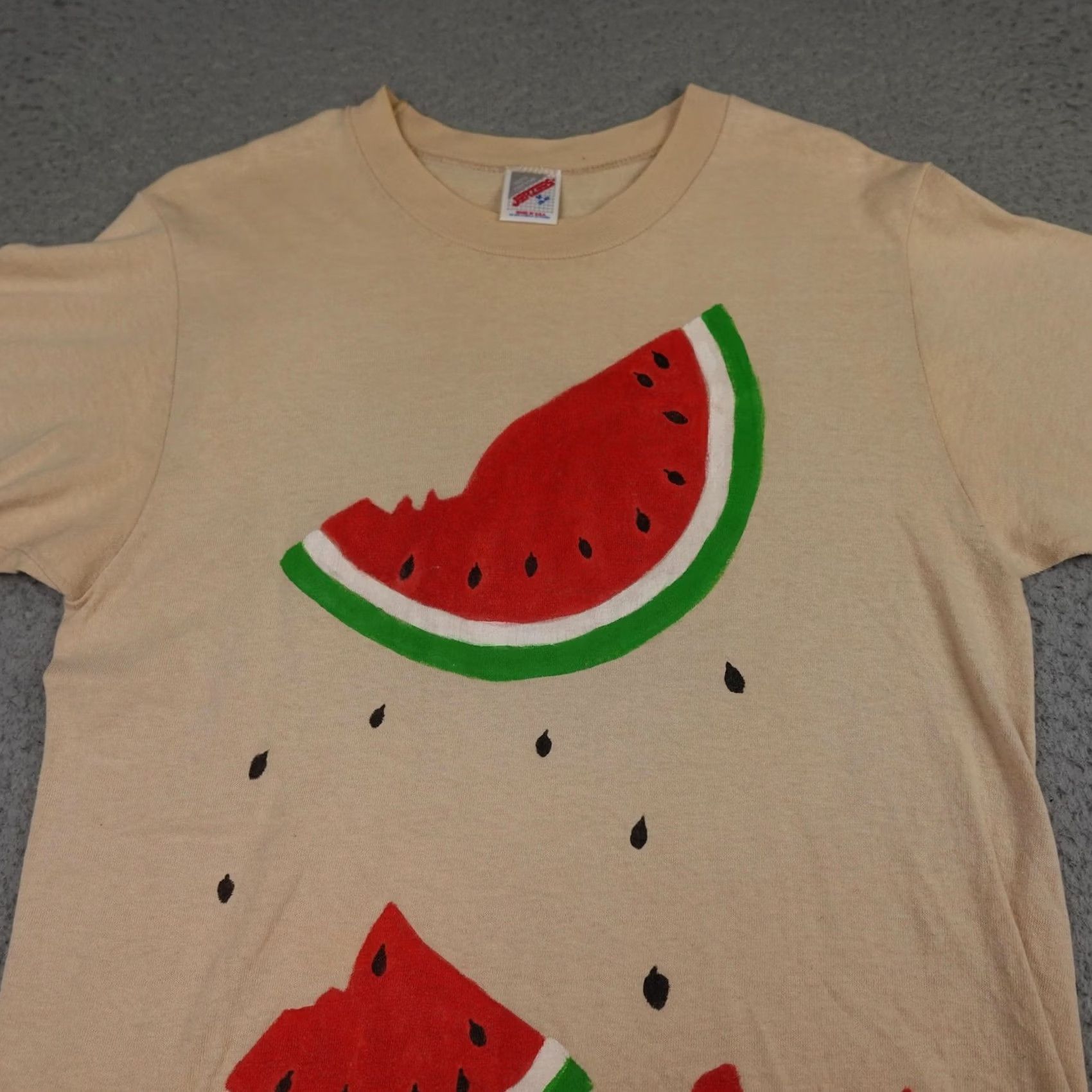 Jerzees VINTAGE JERZEES Shirt Mens Medium Brown Watermelon Graphic Fruit 80s Made In USA Size US M / EU 48-50 / 2 - 3 Thumbnail