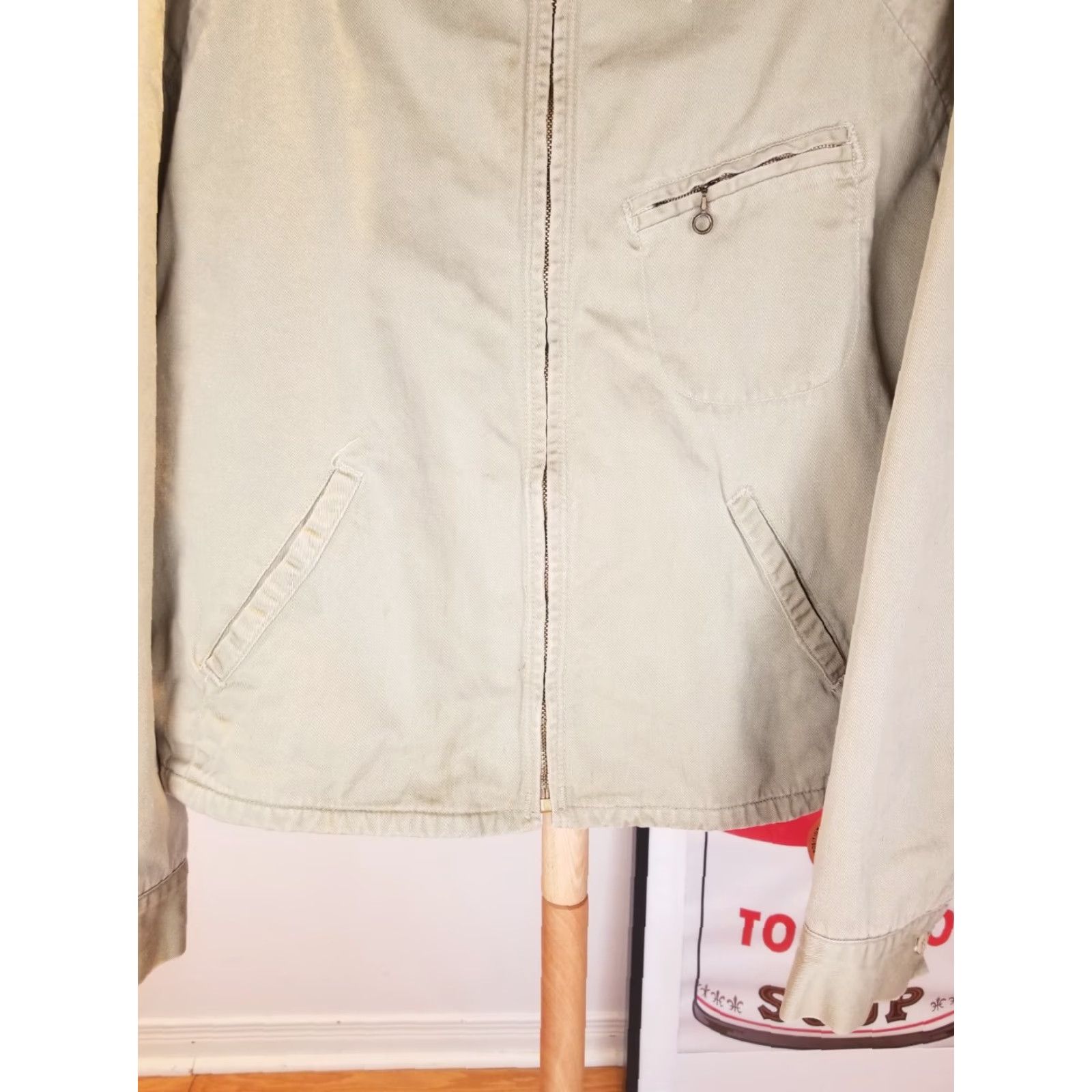 Vintage VINTAGE TUFNUF JACKET Mens Bomber Jacket Cotton Beige Detroit 50's L 21in 25in 24in 24in Flannel Lined Cap CTN Size US L / EU 52-54 / 3 - 3 Thumbnail