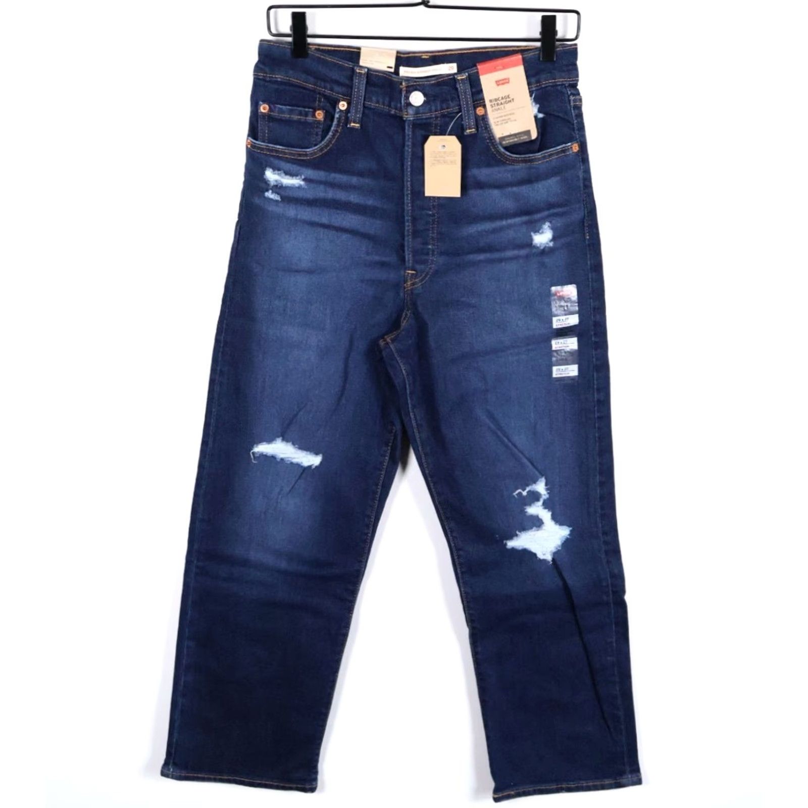 Levi's VINTAGE Levi's Ribcage Straight Jeans Women's 29 x 27 Blue Button Fly Unworn Size 29" - 2 Thumbnail