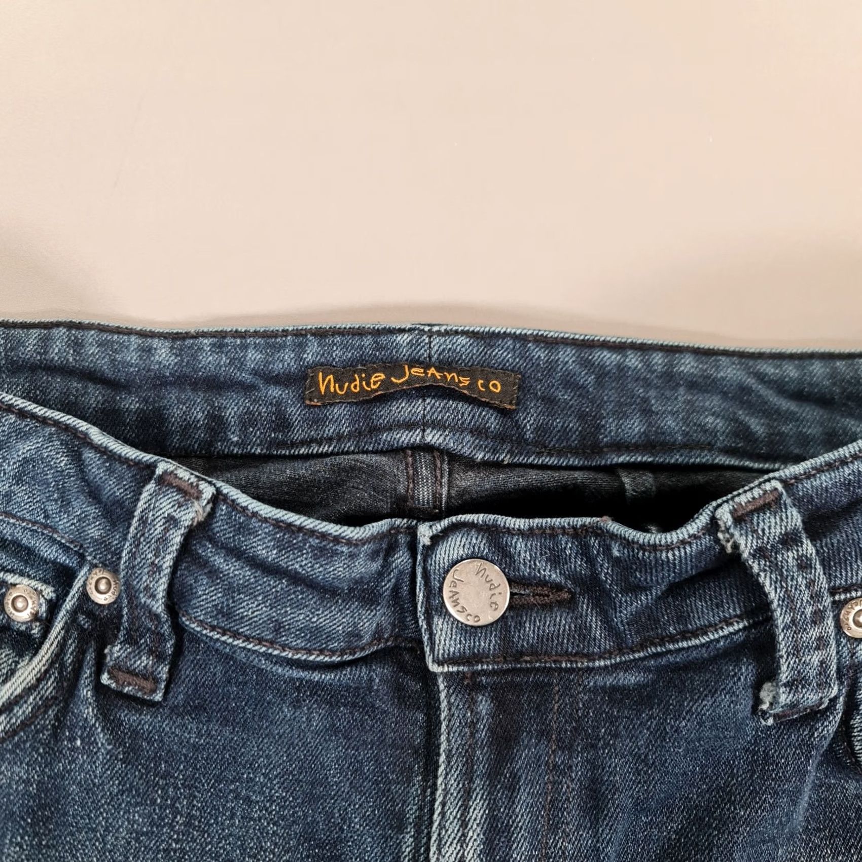 Denime Nudie Jeans Blue Slim Skinny Fit Denim 32x32 Regular Mens Jeans Stretch 5-Pocket Zip Fly Vintage No Pattern Size US 32 / EU 48 - 3 Thumbnail